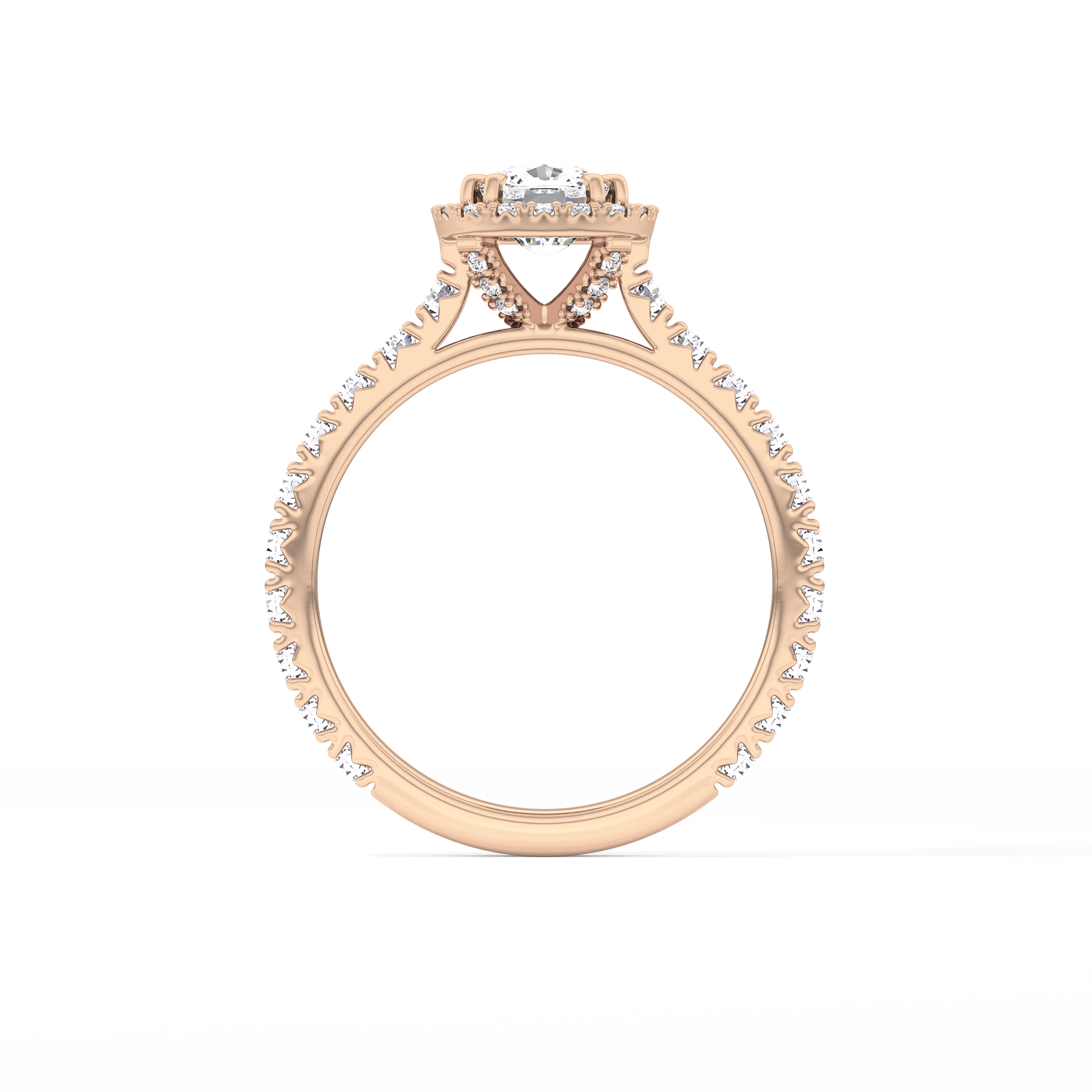 Cushion Halo & Pave Lab Grown Diamond Engagement Ring