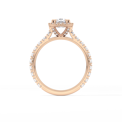 Cushion Halo & Pave Lab Grown Diamond Engagement Ring