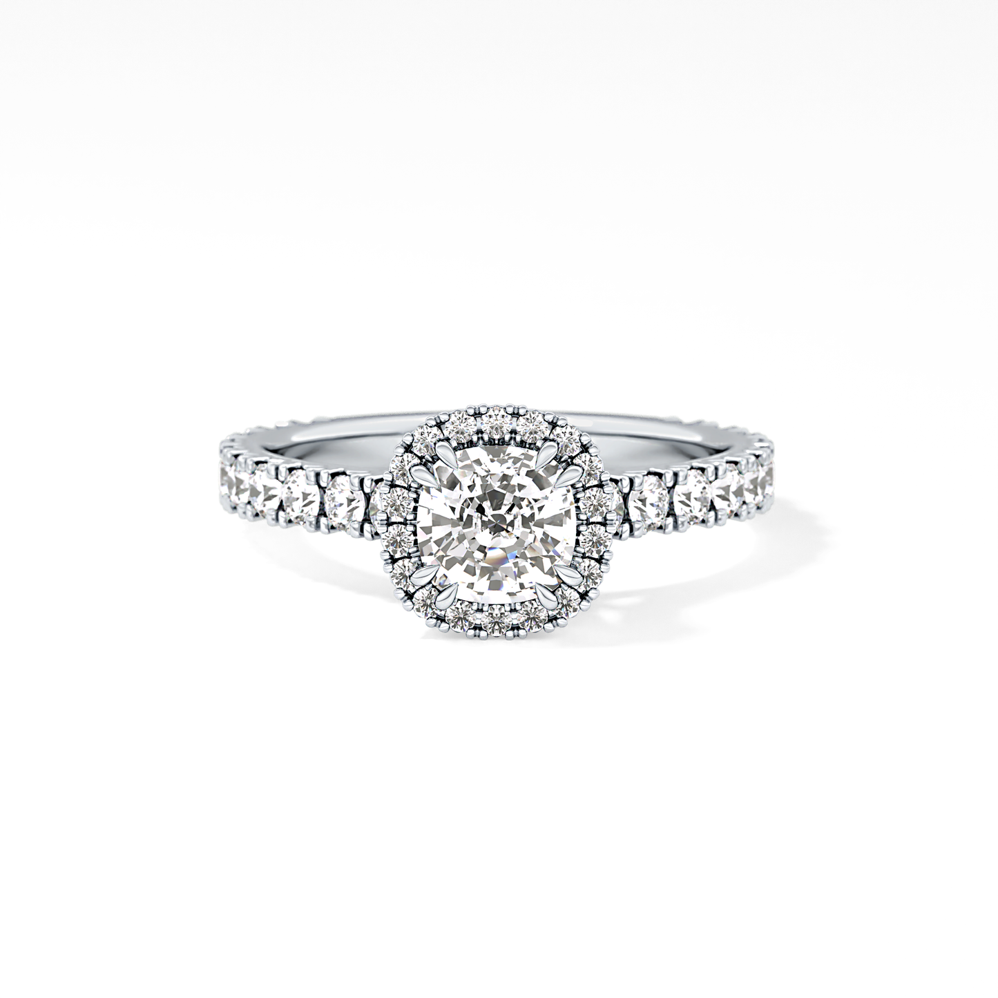 Cushion Halo & Pave Lab Grown Diamond Engagement Ring