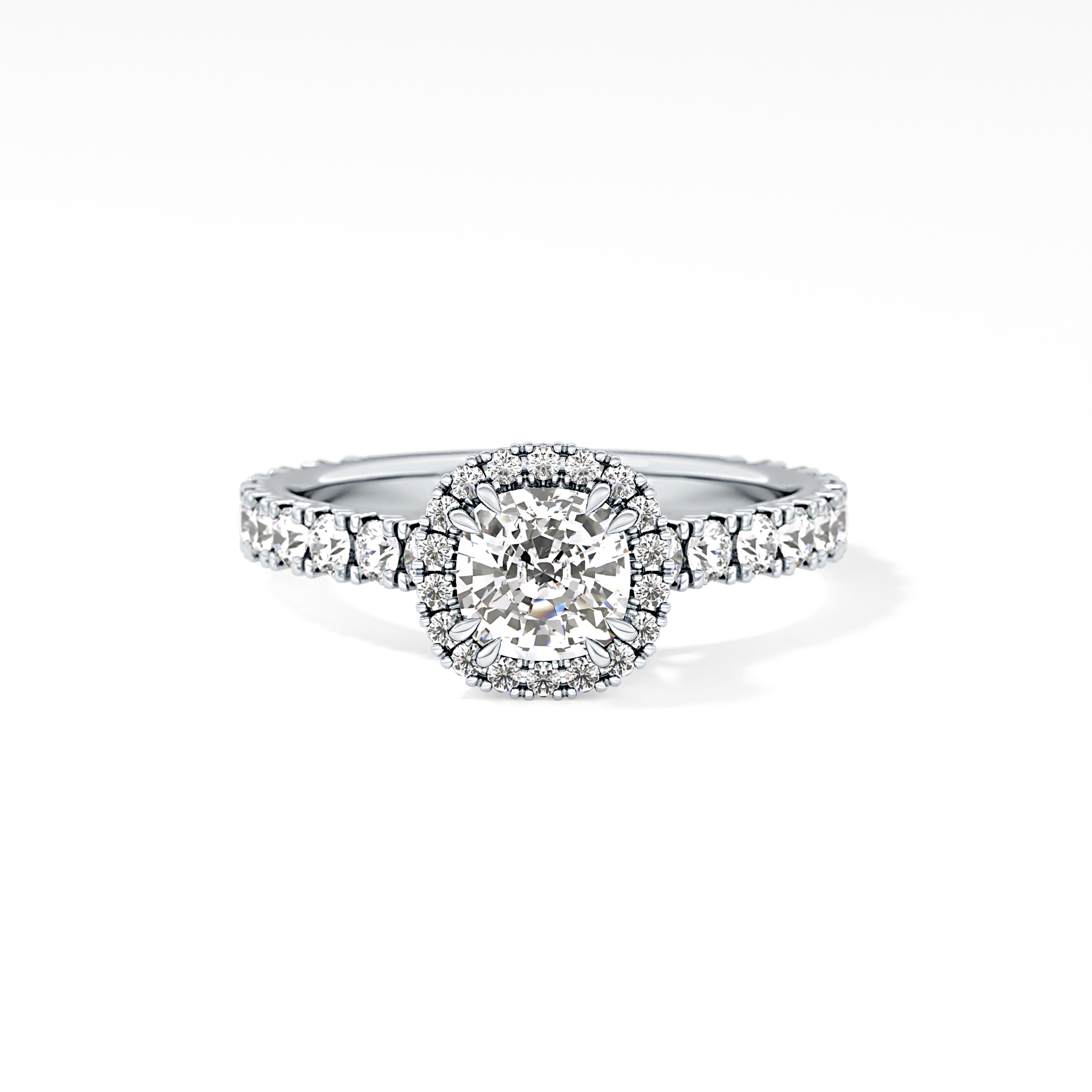 Cushion Halo & Pave Lab Grown Diamond Engagement Ring