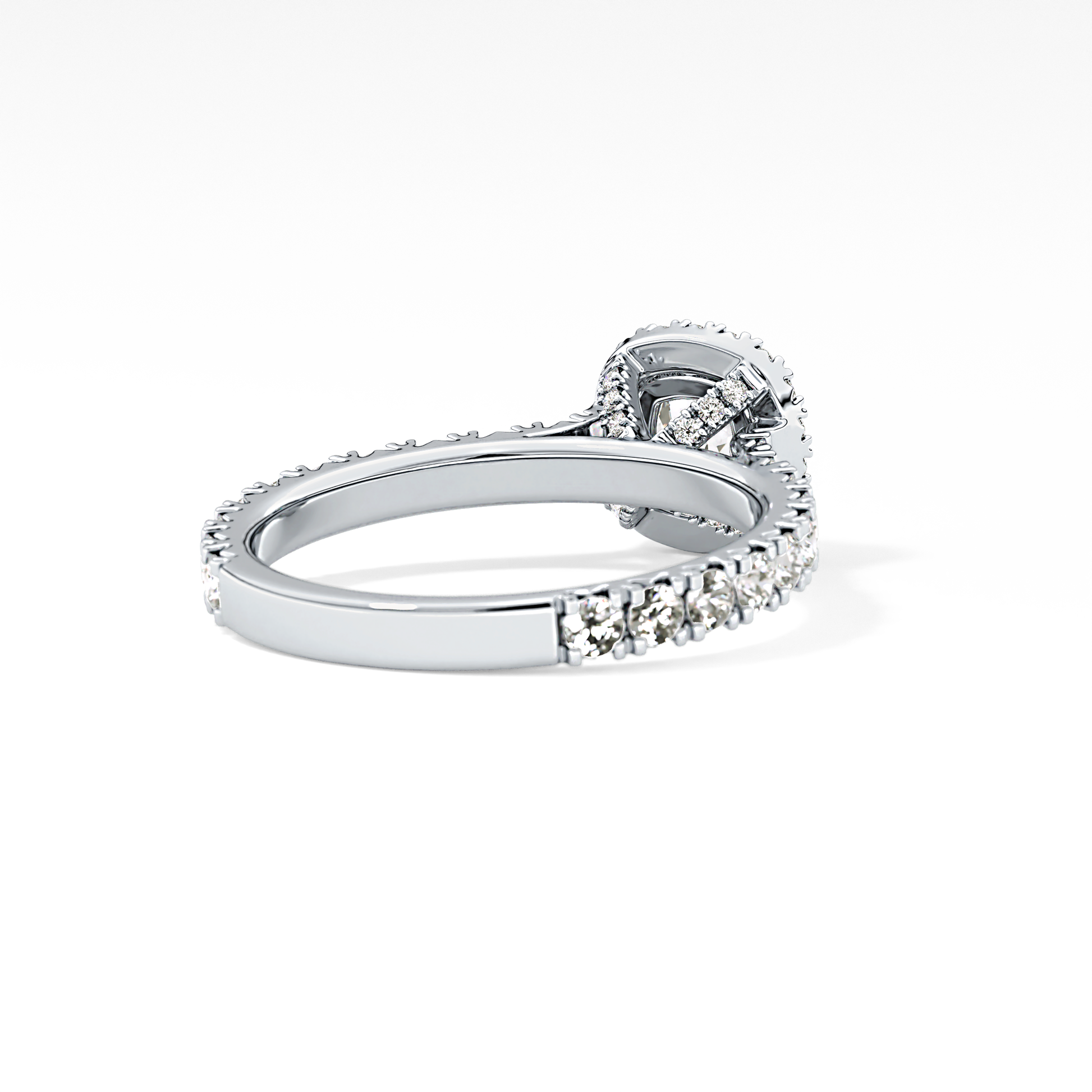Cushion Halo & Pave Lab Grown Diamond Engagement Ring