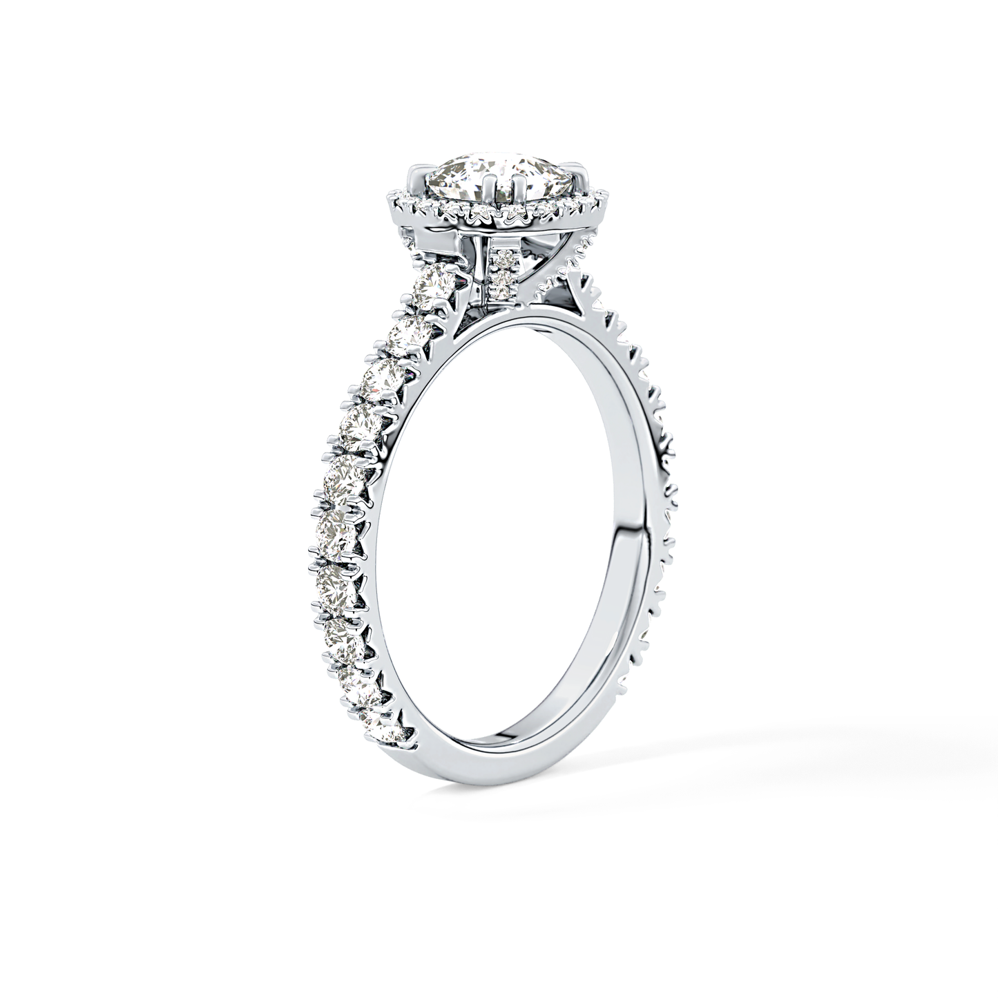 Cushion Halo & Pave Lab Grown Diamond Engagement Ring