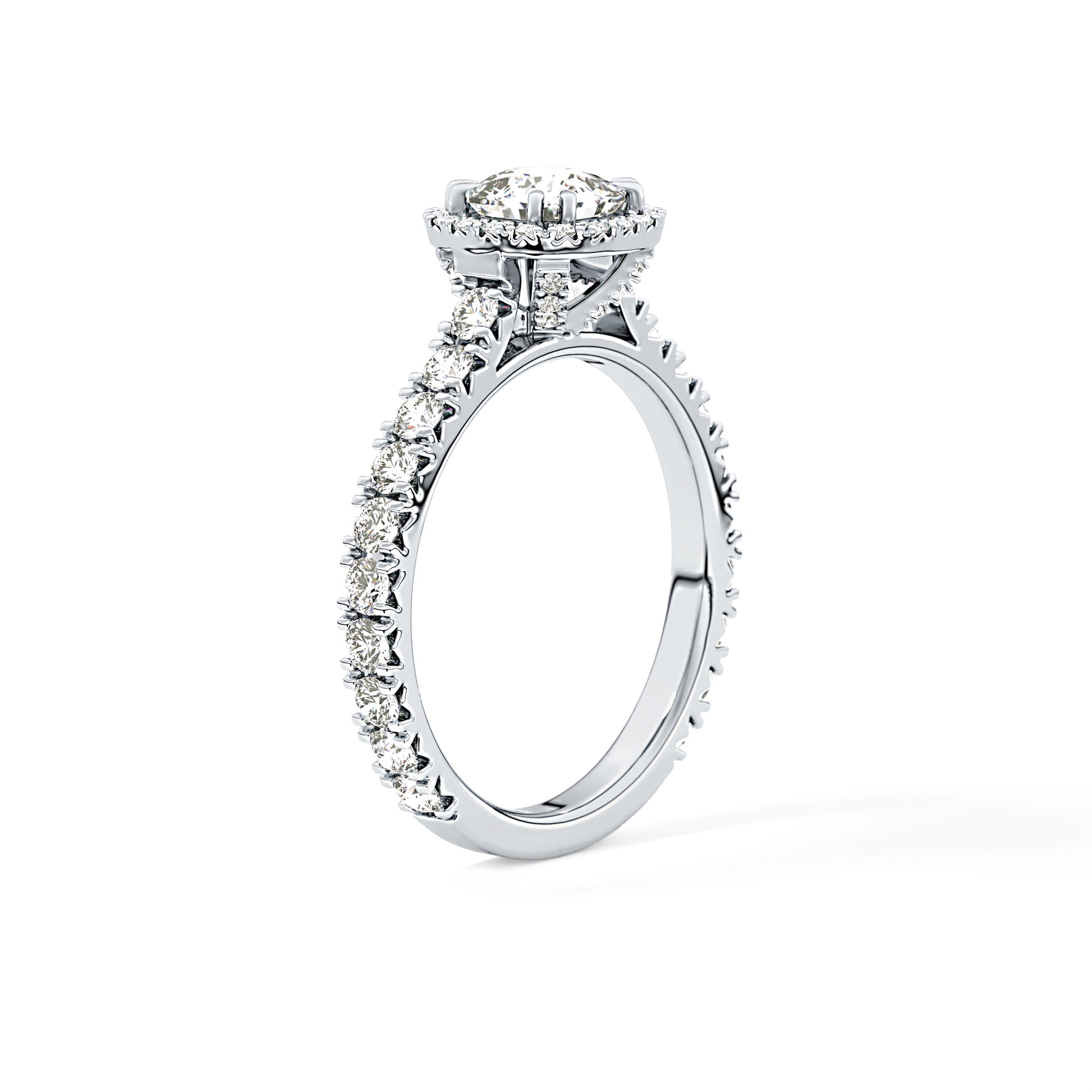 Cushion Halo & Pave Lab Grown Diamond Engagement Ring