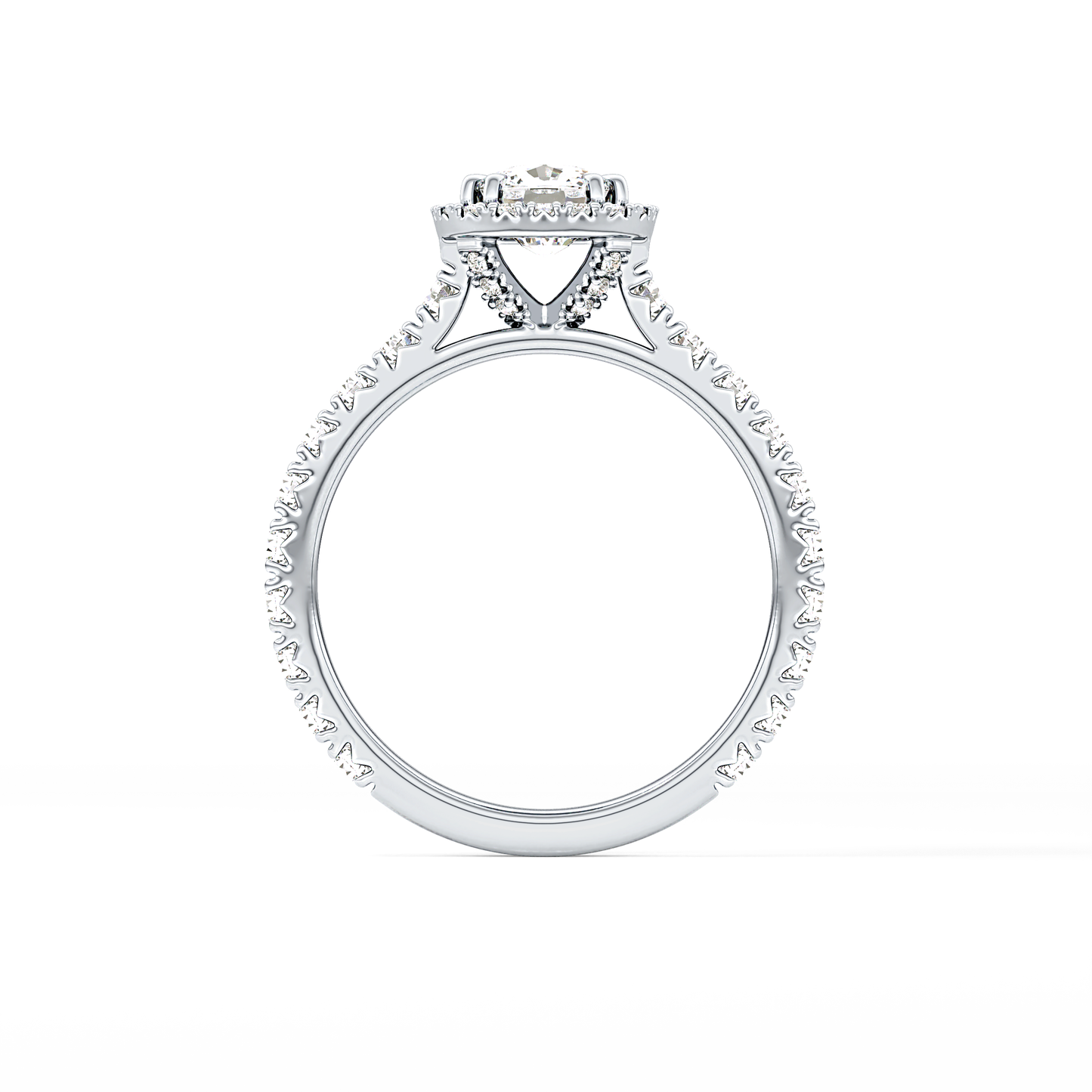 Cushion Halo & Pave Lab Grown Diamond Engagement Ring