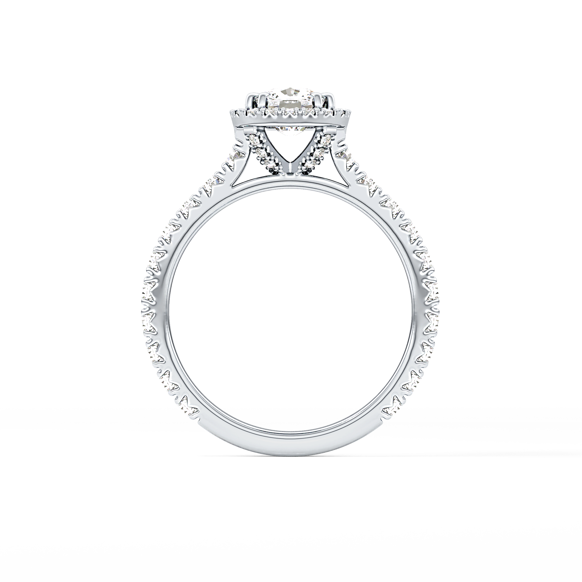 Cushion Halo & Pave Lab Grown Diamond Engagement Ring