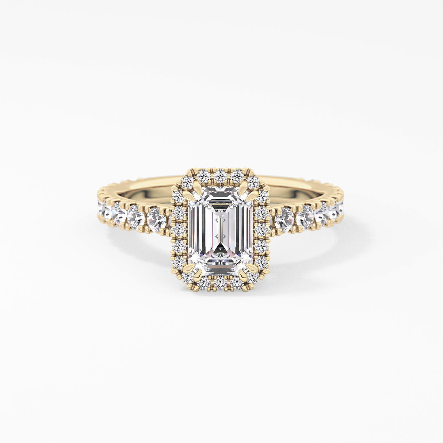 Emerald Halo & Pave Lab Grown Diamond Engagement Ring