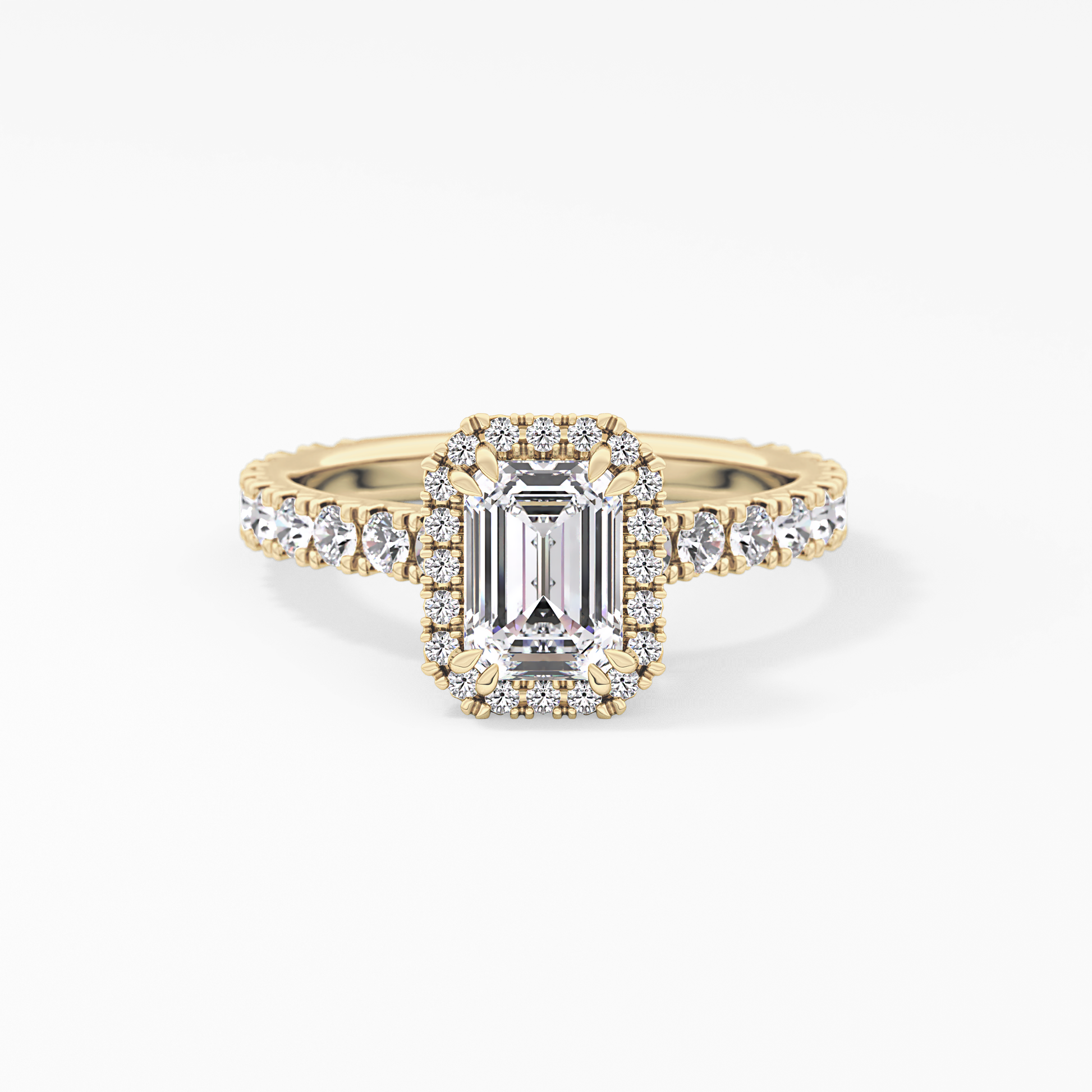 Emerald Halo & Pave Lab Grown Diamond Engagement Ring