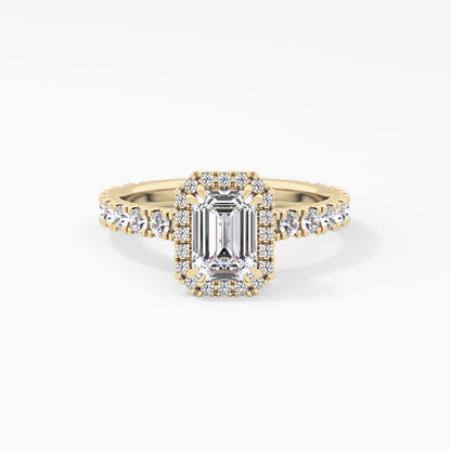 Emerald Halo & Pave Lab Grown Diamond Engagement Ring