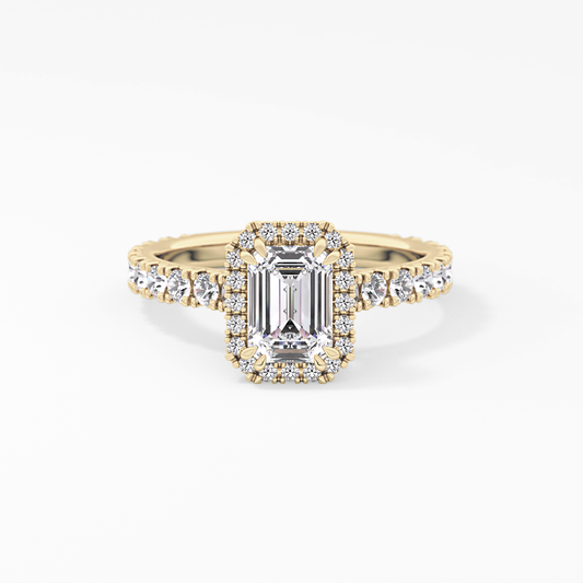 Emerald Halo & Pave Lab Grown Diamond Engagement Ring