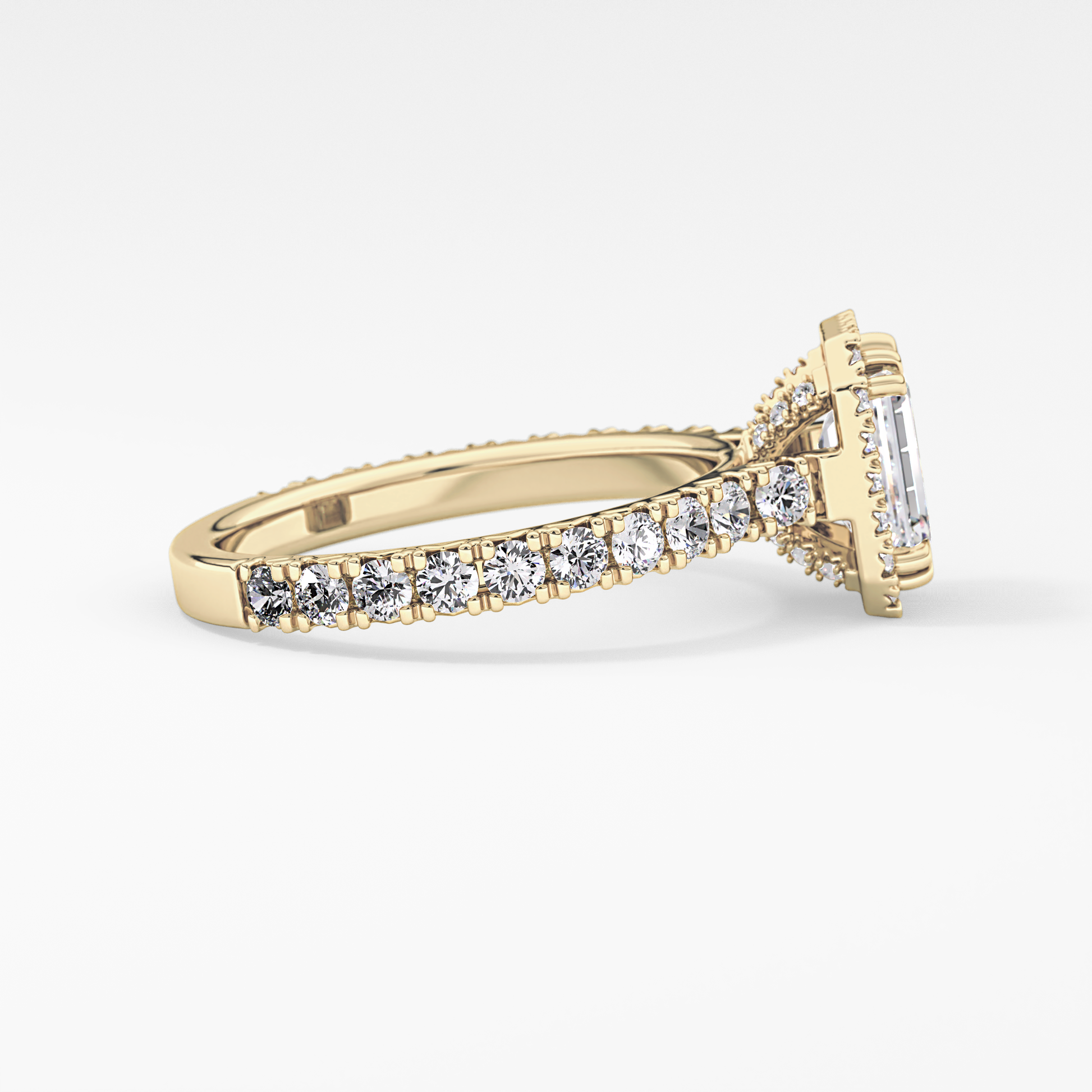 Emerald Halo & Pave Lab Grown Diamond Engagement Ring