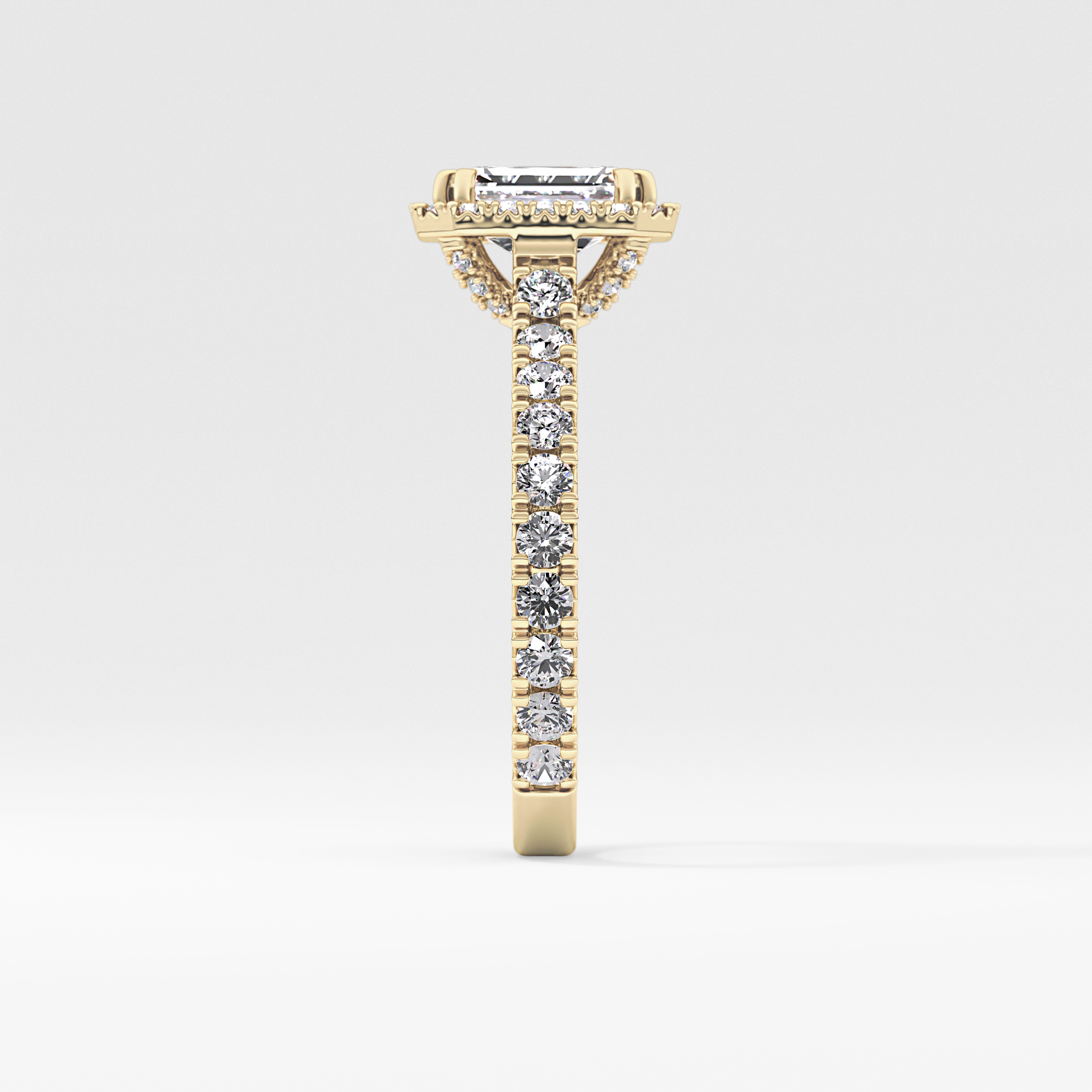 Emerald Halo & Pave Lab Grown Diamond Engagement Ring