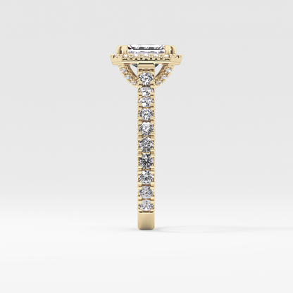 Emerald Halo & Pave Lab Grown Diamond Engagement Ring