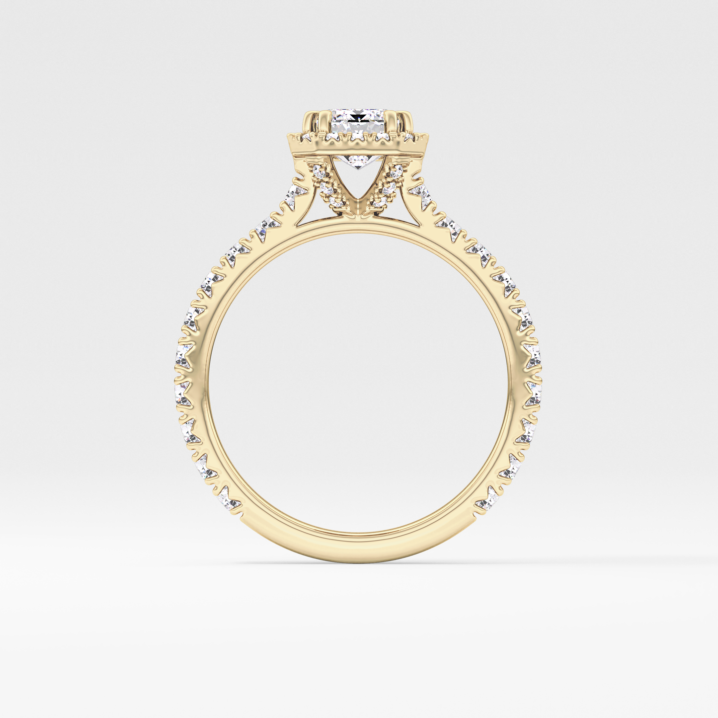 Emerald Halo & Pave Lab Grown Diamond Engagement Ring