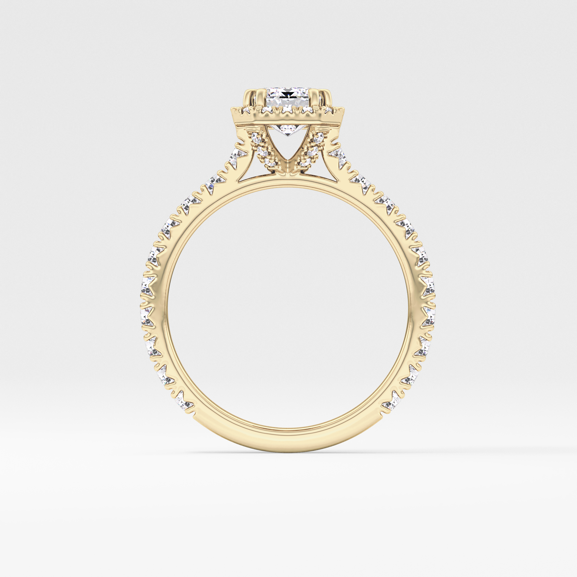 Emerald Halo & Pave Lab Grown Diamond Engagement Ring