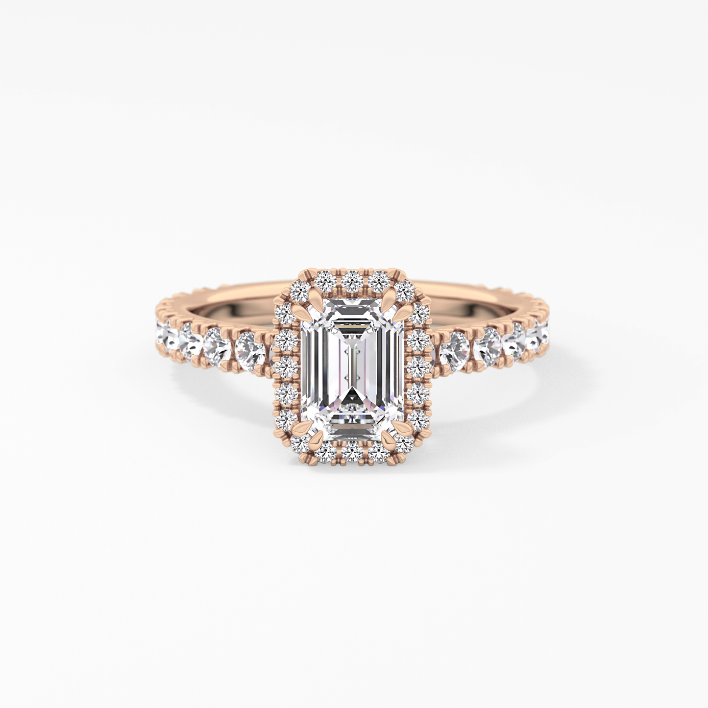 Emerald Halo & Pave Lab Grown Diamond Engagement Ring