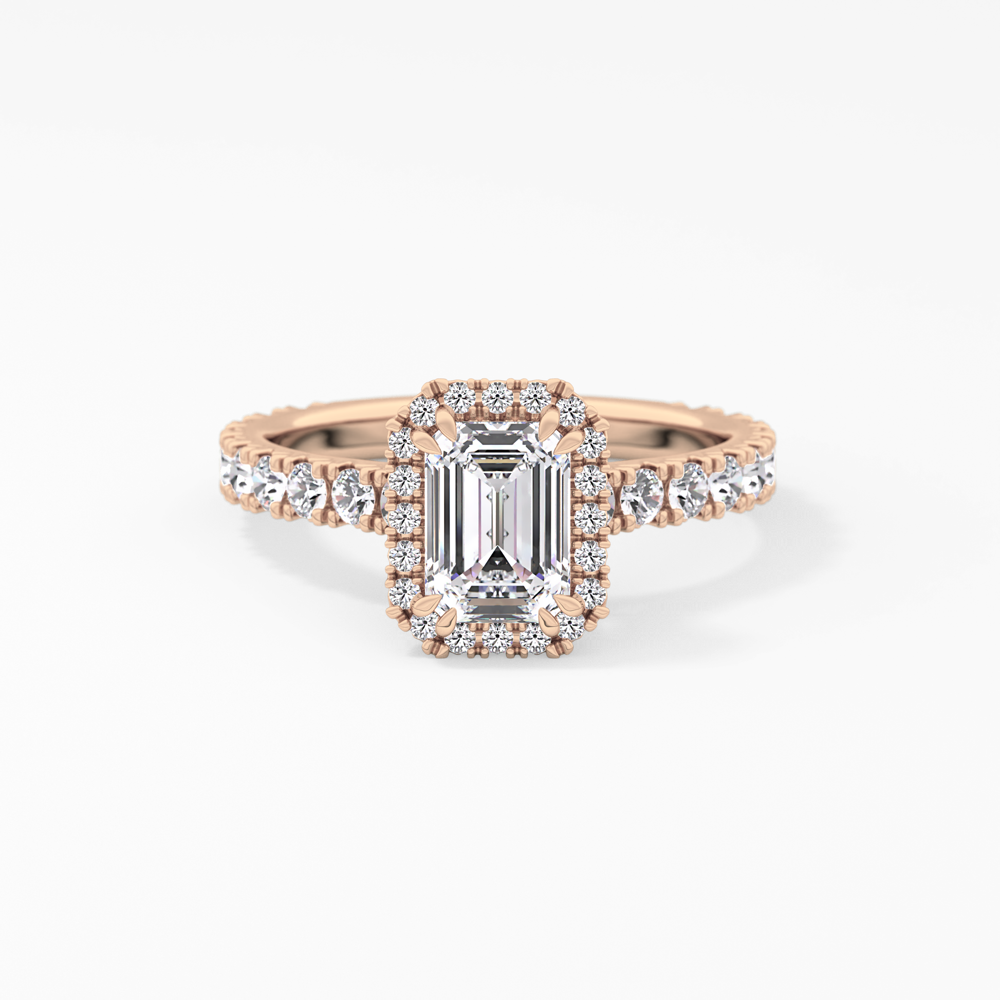 Emerald Halo & Pave Lab Grown Diamond Engagement Ring