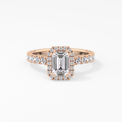 Emerald Halo & Pave Lab Grown Diamond Engagement Ring