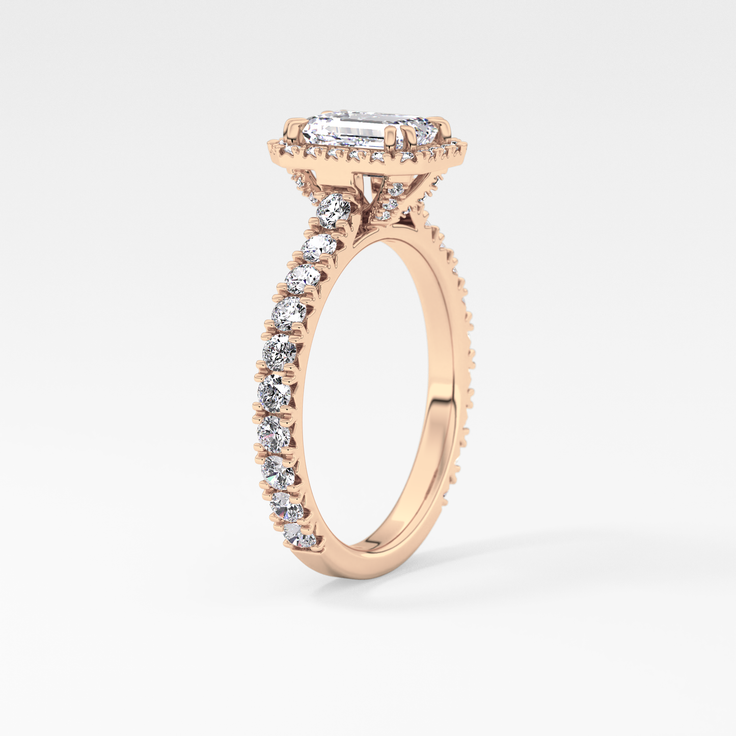 Emerald Halo & Pave Lab Grown Diamond Engagement Ring