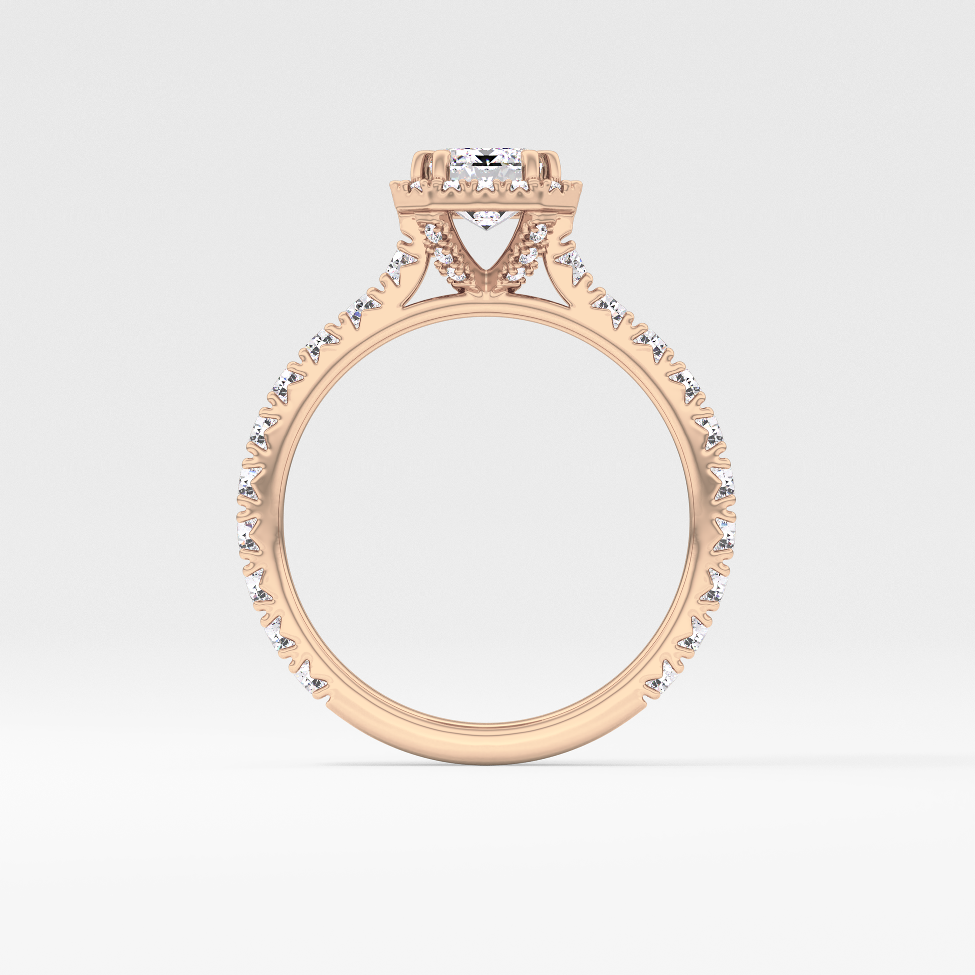 Emerald Halo & Pave Lab Grown Diamond Engagement Ring