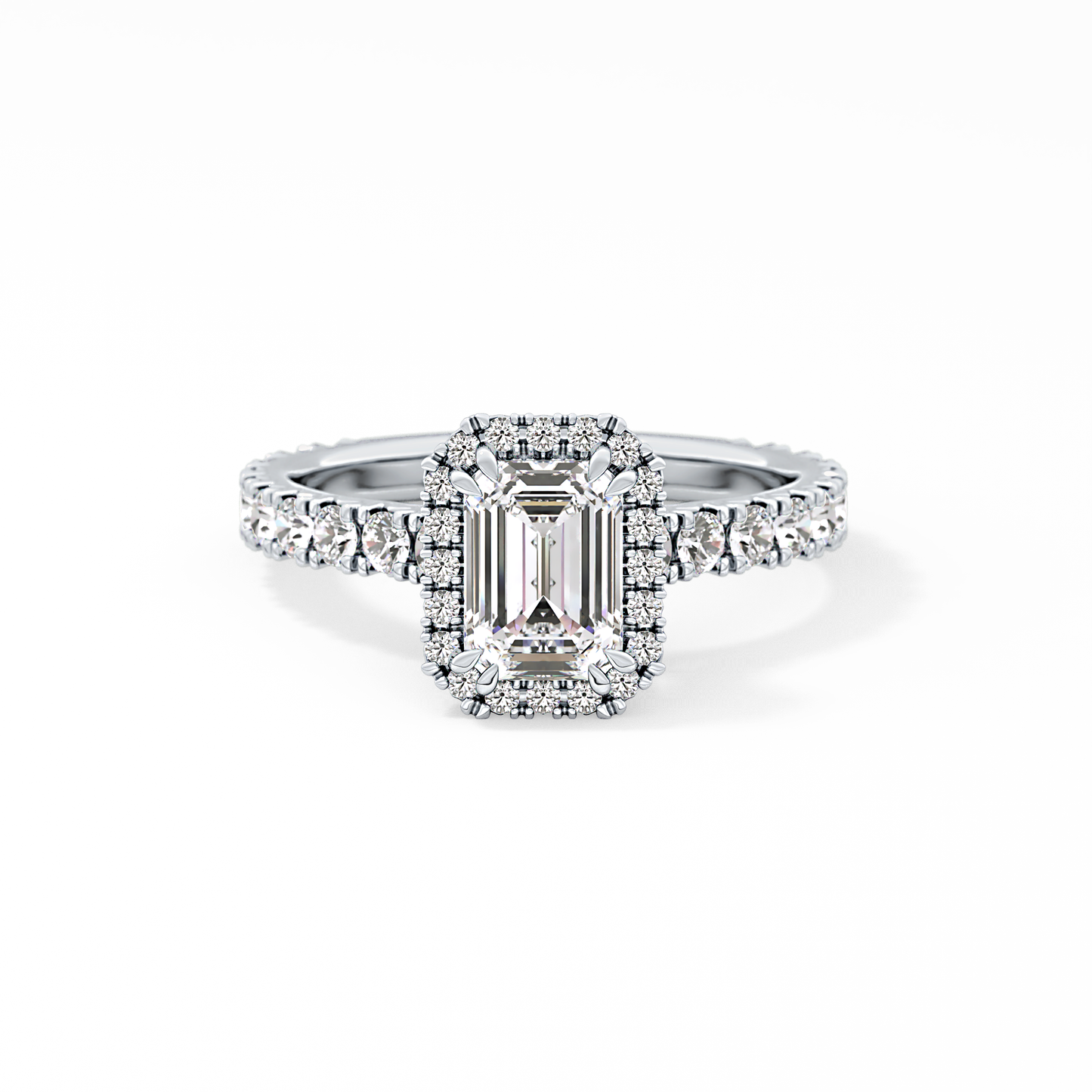 Emerald Halo & Pave Lab Grown Diamond Engagement Ring