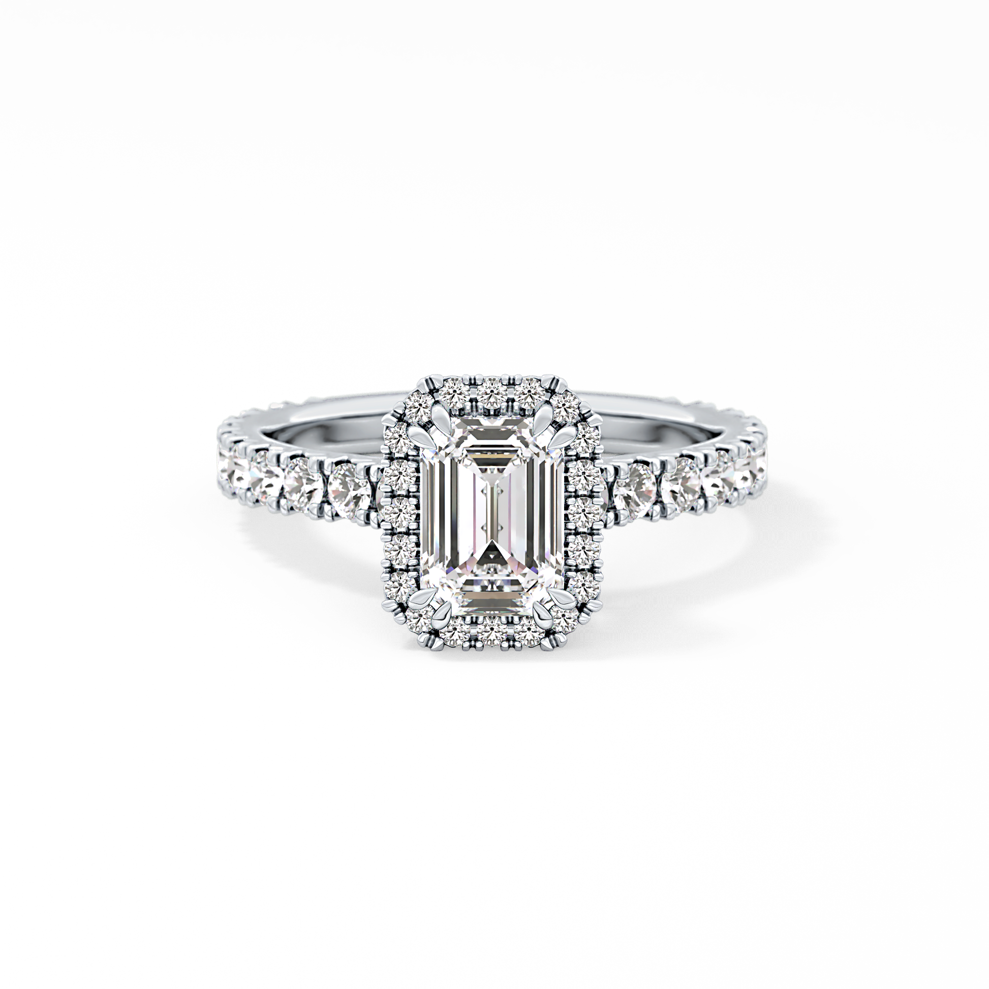 Emerald Halo & Pave Lab Grown Diamond Engagement Ring