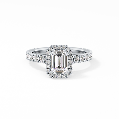 Emerald Halo & Pave Lab Grown Diamond Engagement Ring