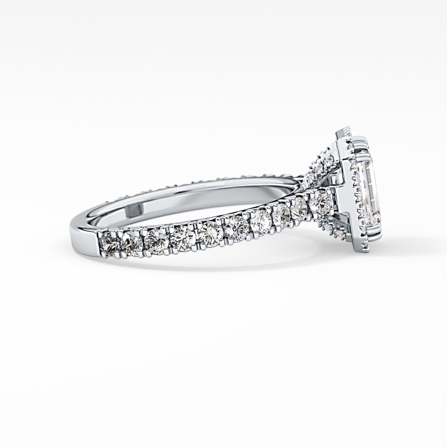 Emerald Halo & Pave Lab Grown Diamond Engagement Ring