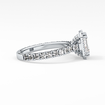 Emerald Halo & Pave Lab Grown Diamond Engagement Ring