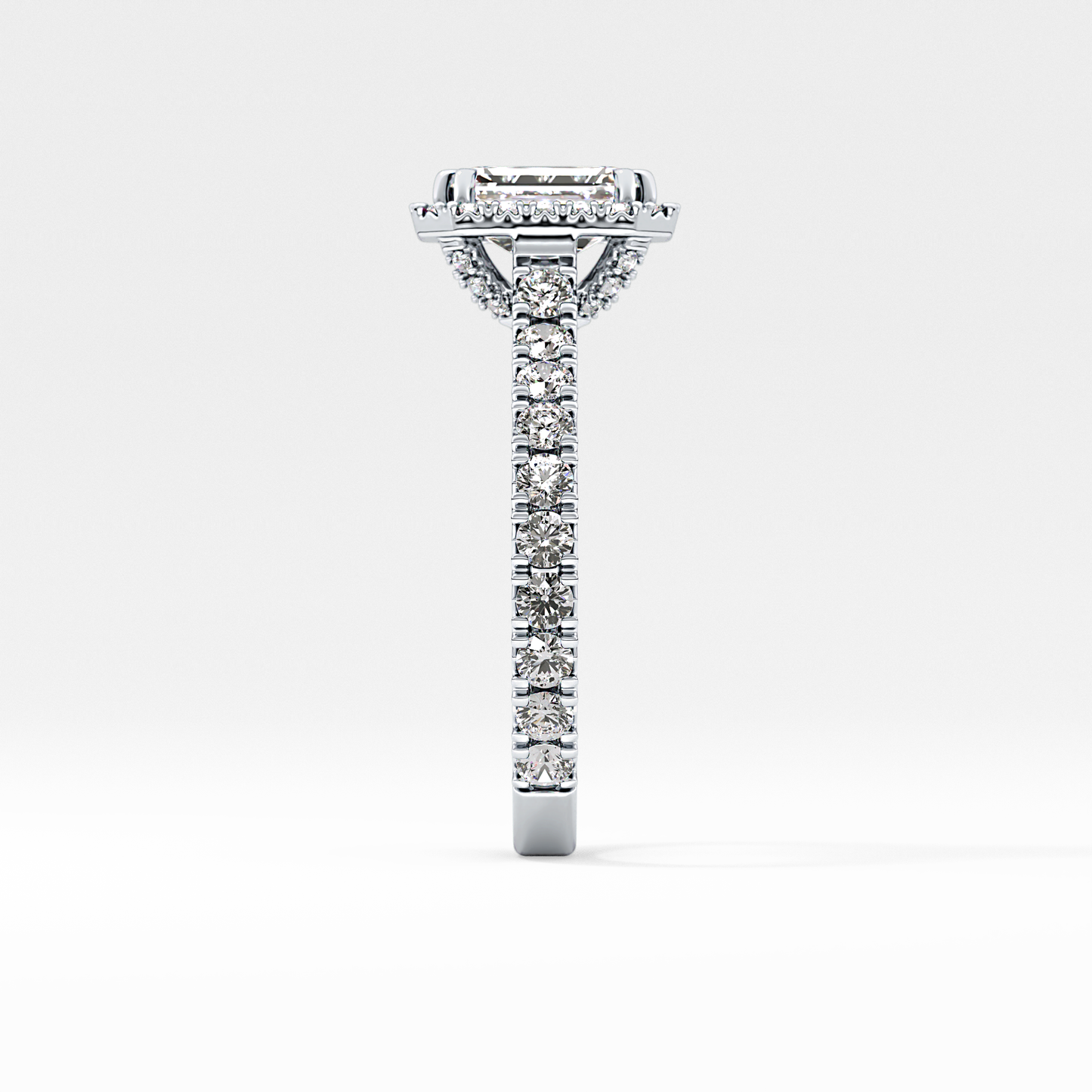 Emerald Halo & Pave Lab Grown Diamond Engagement Ring