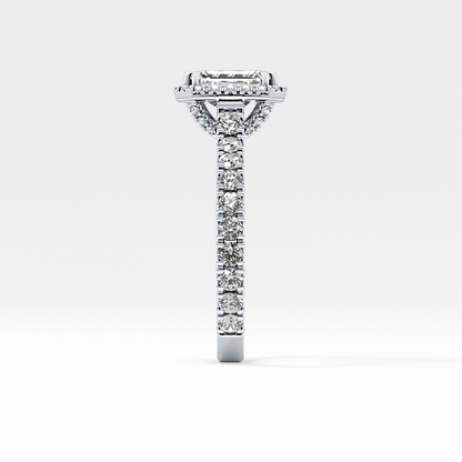 Emerald Halo & Pave Lab Grown Diamond Engagement Ring