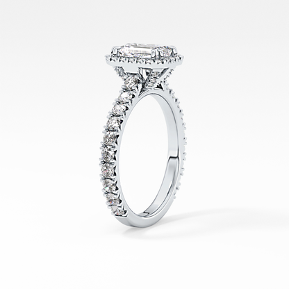Emerald Halo & Pave Lab Grown Diamond Engagement Ring