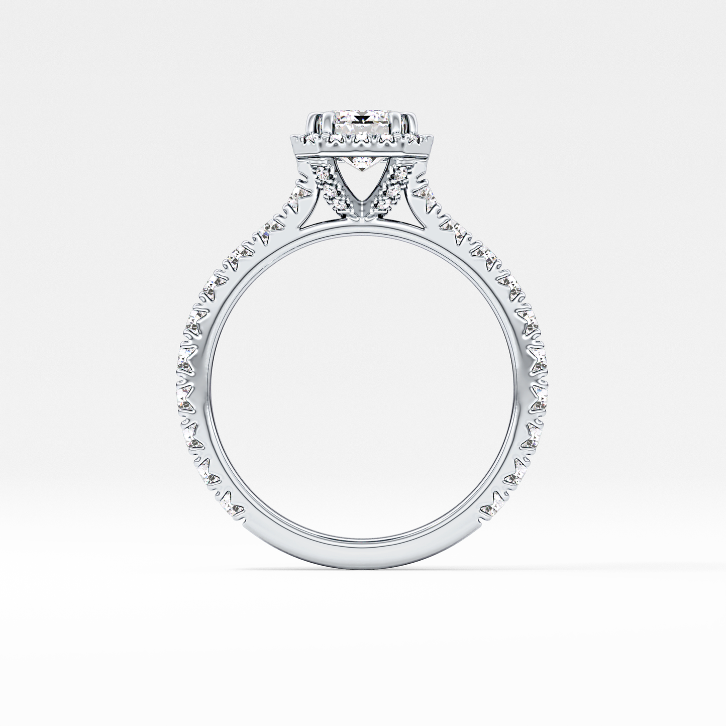 Emerald Halo & Pave Lab Grown Diamond Engagement Ring