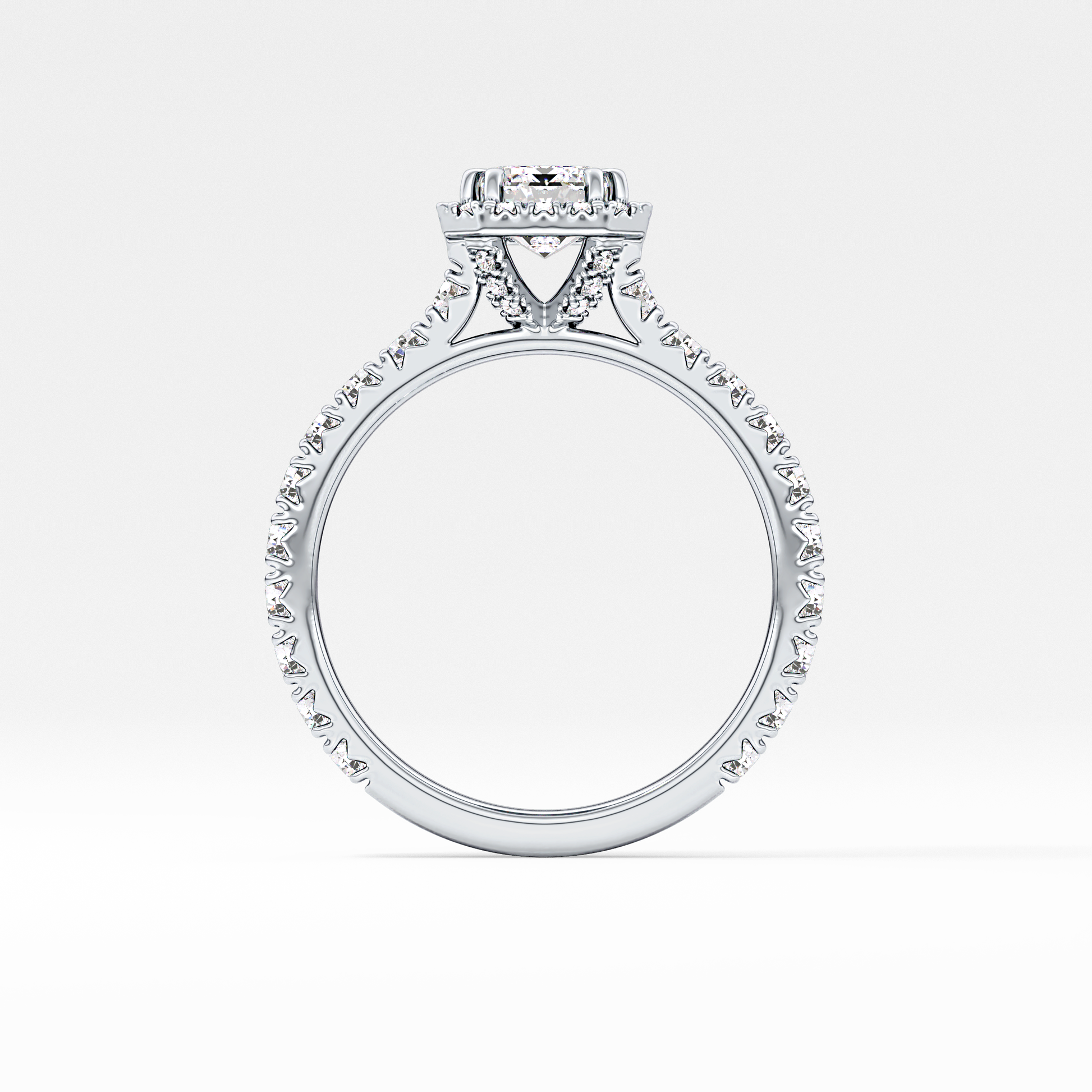 Emerald Halo & Pave Lab Grown Diamond Engagement Ring