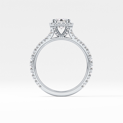 Emerald Halo & Pave Lab Grown Diamond Engagement Ring