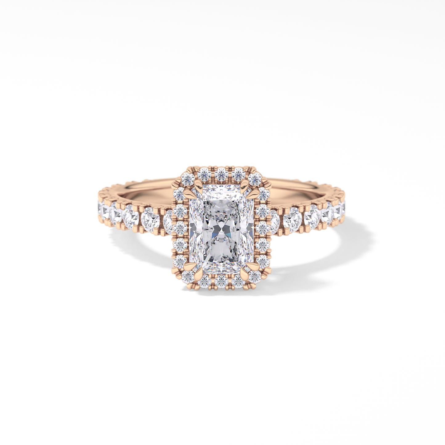 Radiant Halo & Pave Lab Grown Diamond Engagement Ring