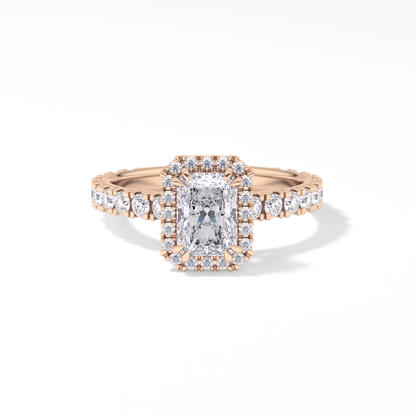 Radiant Halo & Pave Lab Grown Diamond Engagement Ring