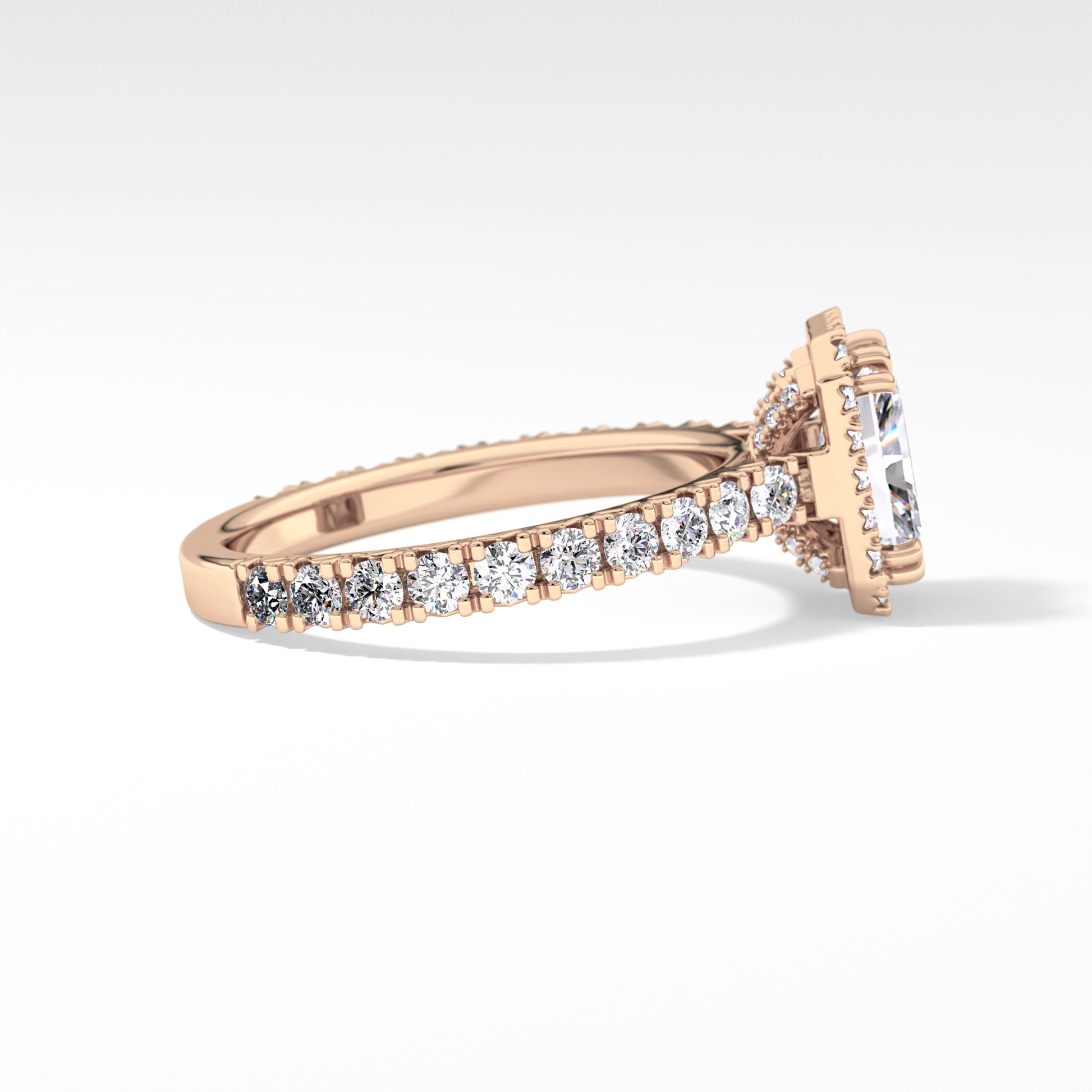 Radiant Halo & Pave Lab Grown Diamond Engagement Ring
