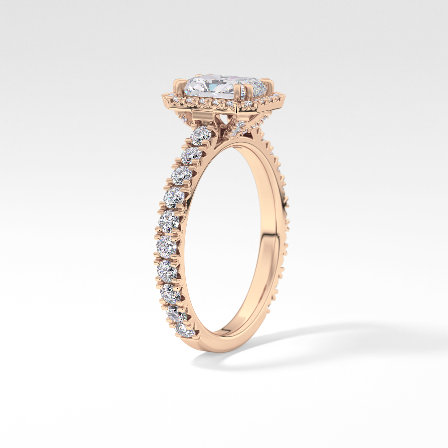 Radiant Halo & Pave Lab Grown Diamond Engagement Ring