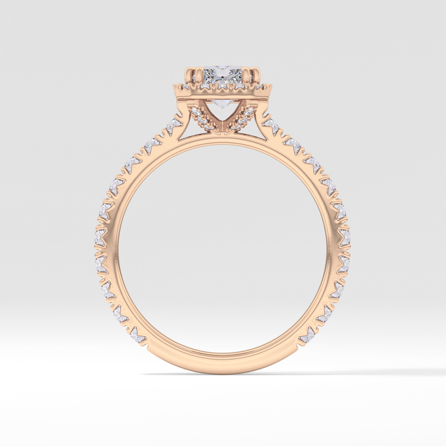 Radiant Halo & Pave Lab Grown Diamond Engagement Ring