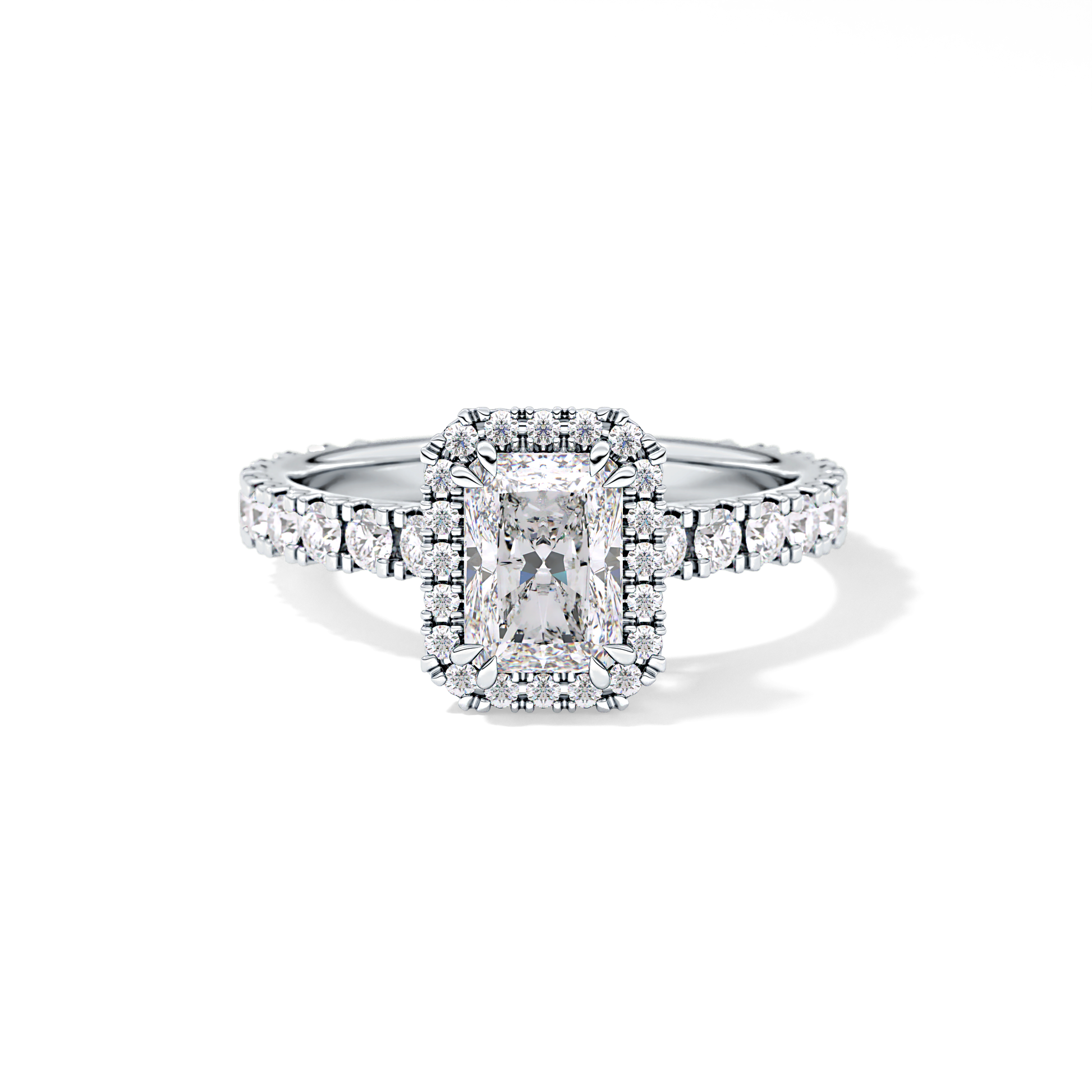 Radiant Halo & Pave Lab Grown Diamond Engagement Ring