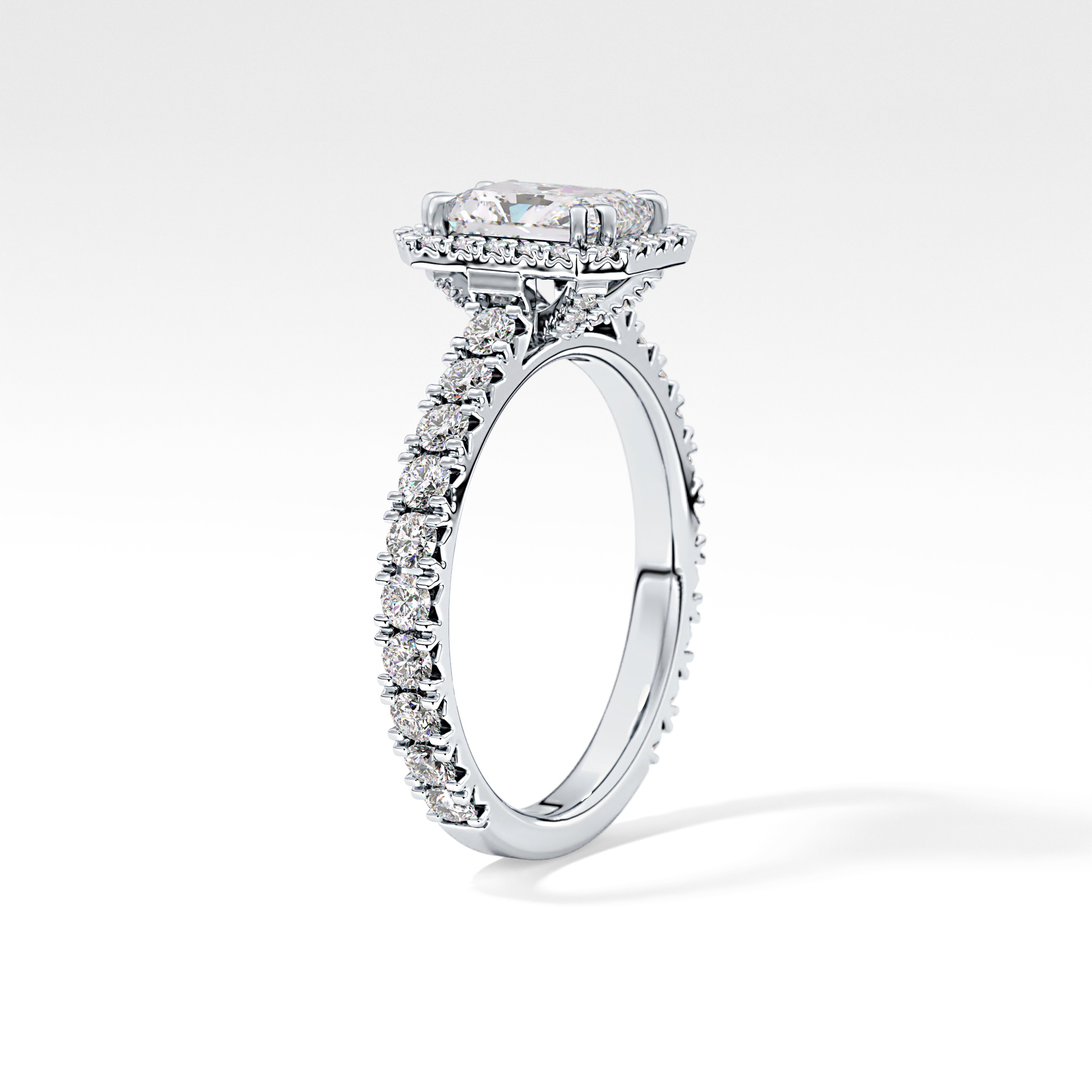 Radiant Halo & Pave Lab Grown Diamond Engagement Ring