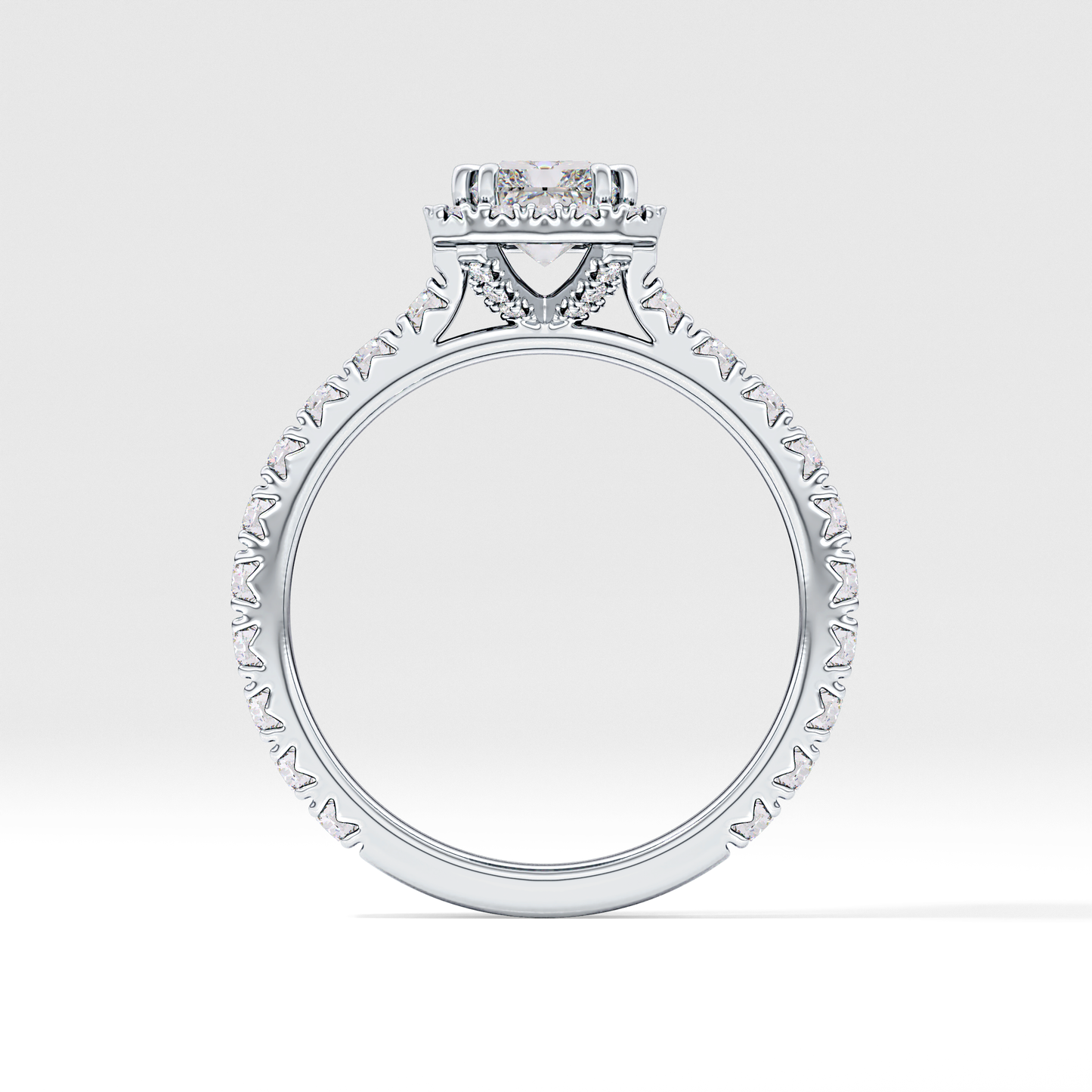 Radiant Halo & Pave Lab Grown Diamond Engagement Ring