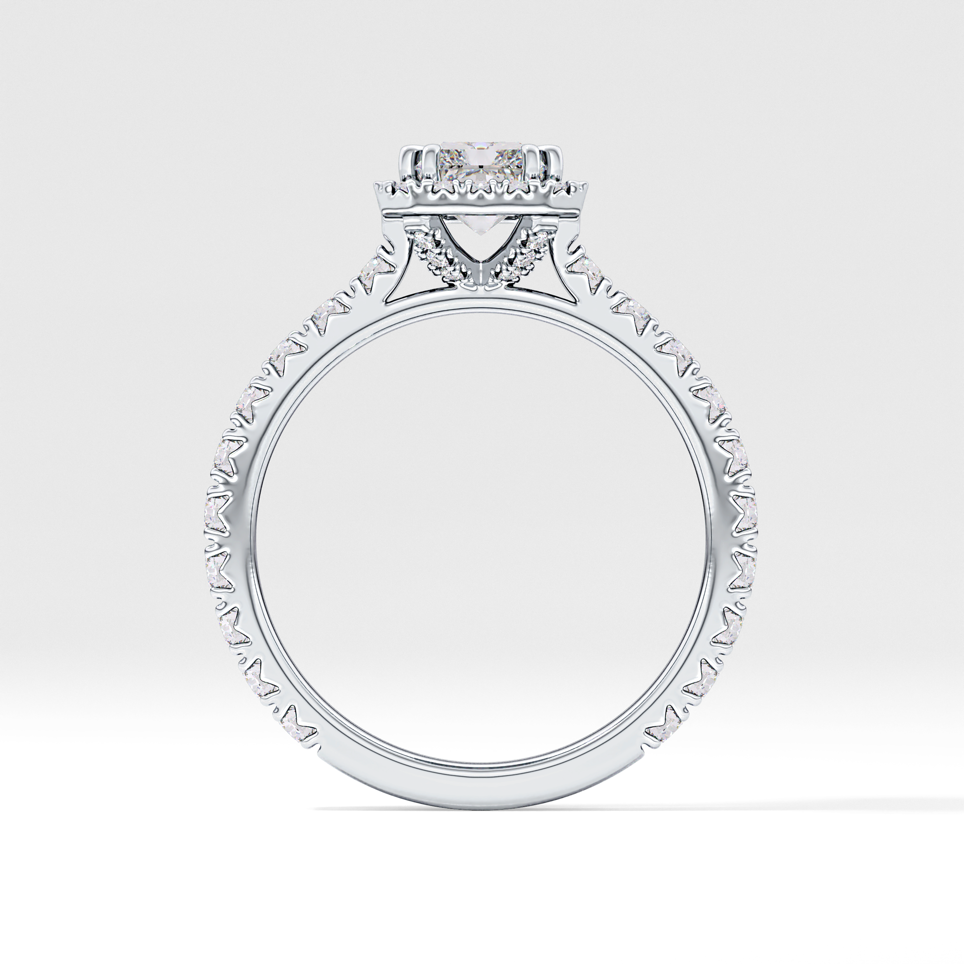 Radiant Halo & Pave Lab Grown Diamond Engagement Ring