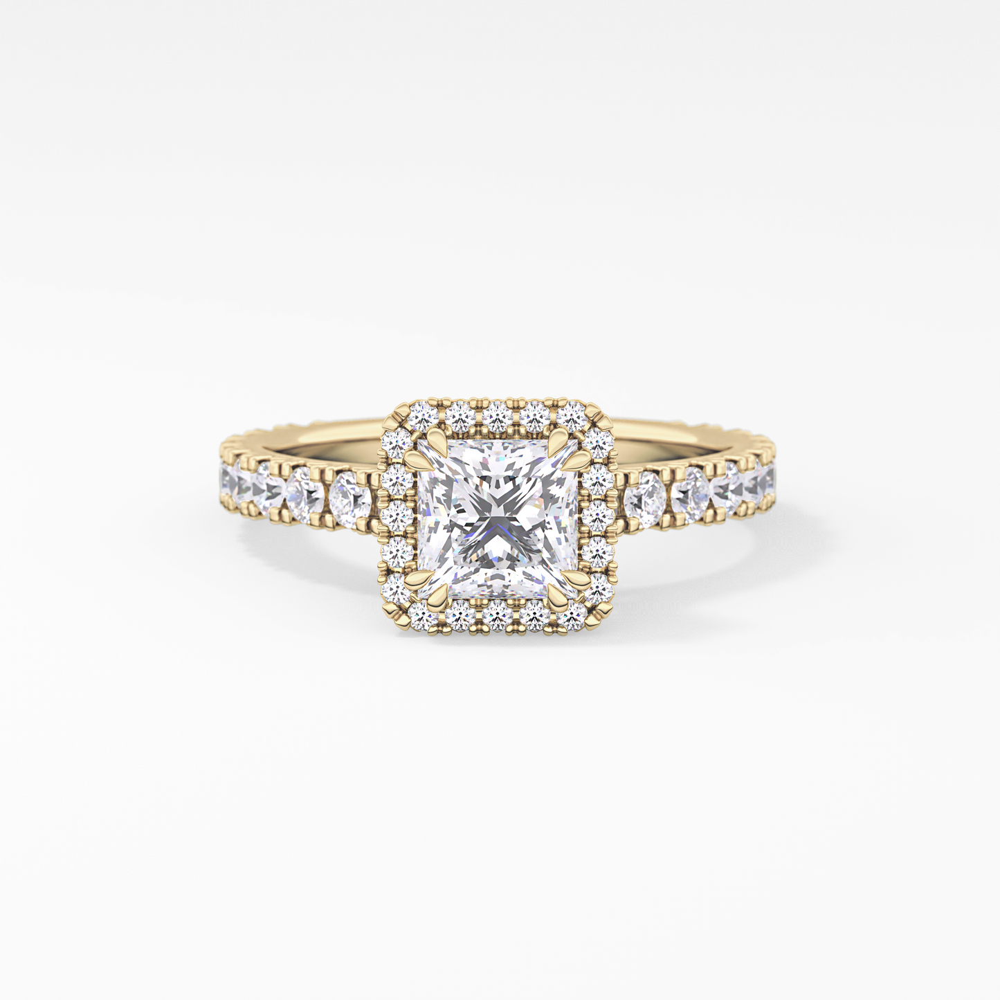 Princess Halo & Pave Lab Grown Diamond Engagement Ring