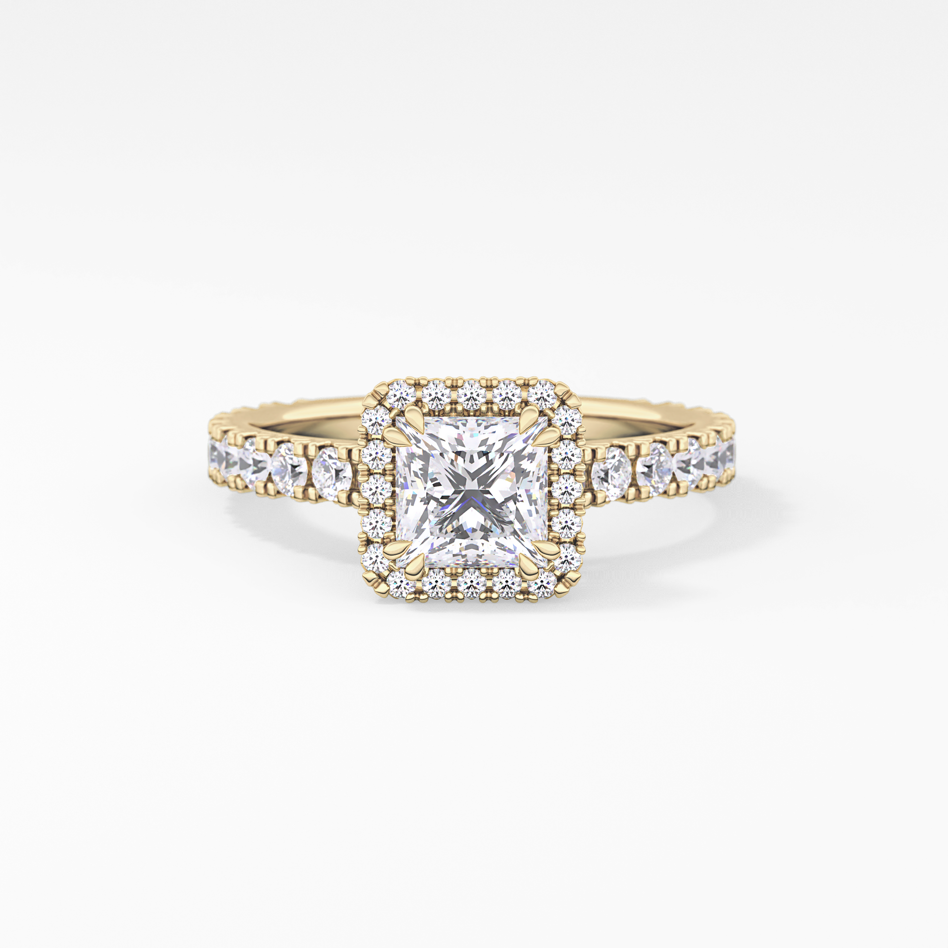 Princess Halo & Pave Lab Grown Diamond Engagement Ring