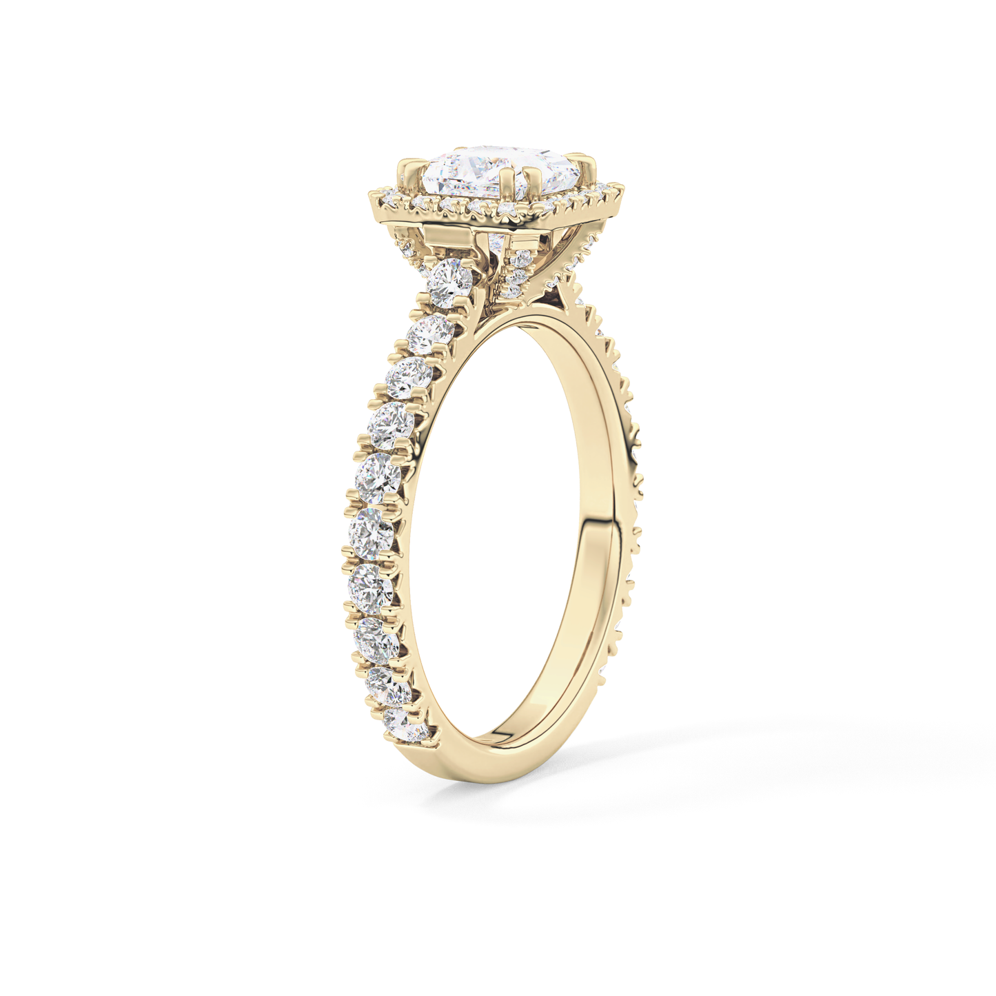 Princess Halo & Pave Lab Grown Diamond Engagement Ring