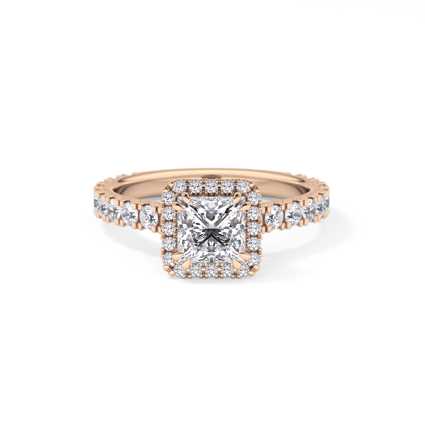 Princess Halo & Pave Lab Grown Diamond Engagement Ring
