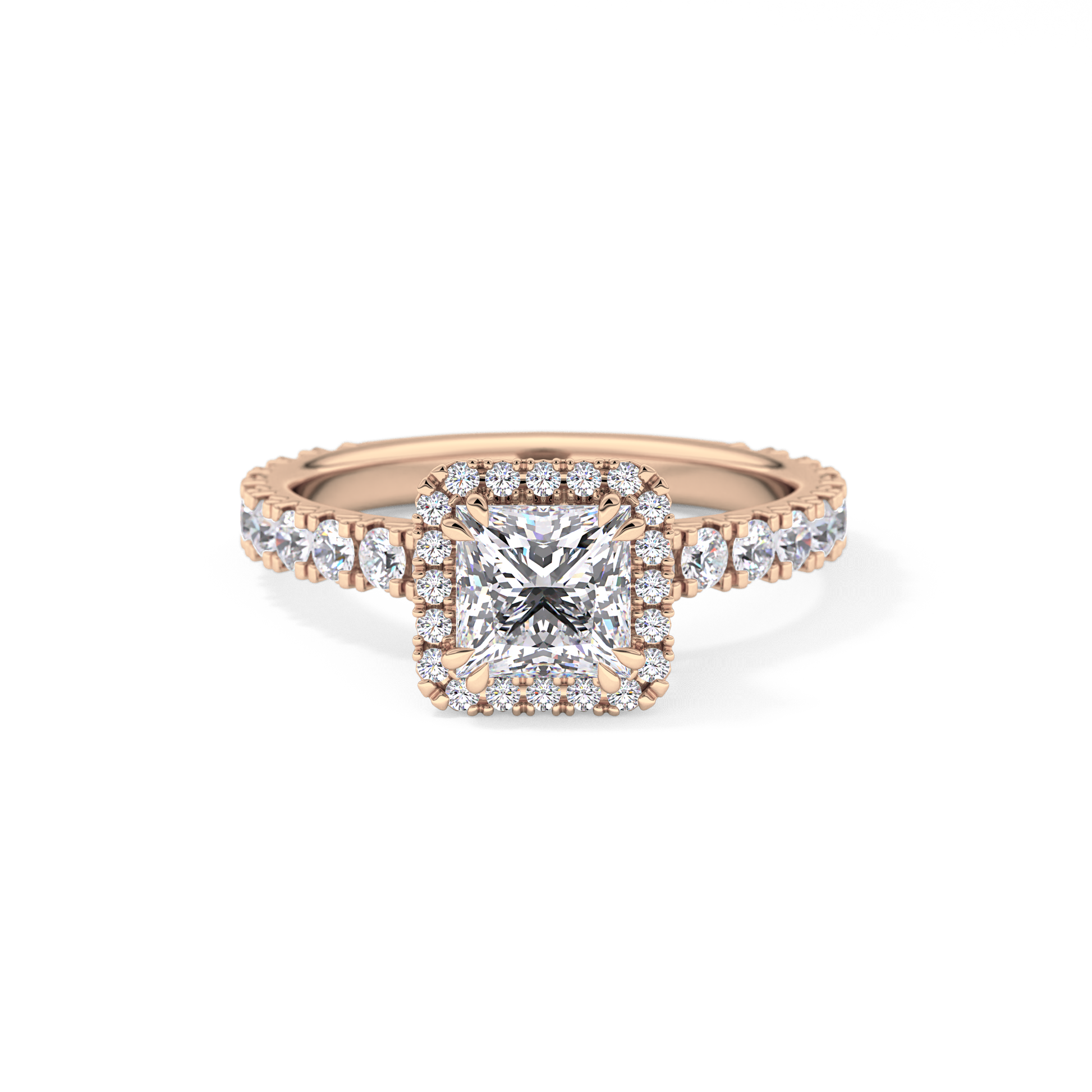 Princess Halo & Pave Lab Grown Diamond Engagement Ring