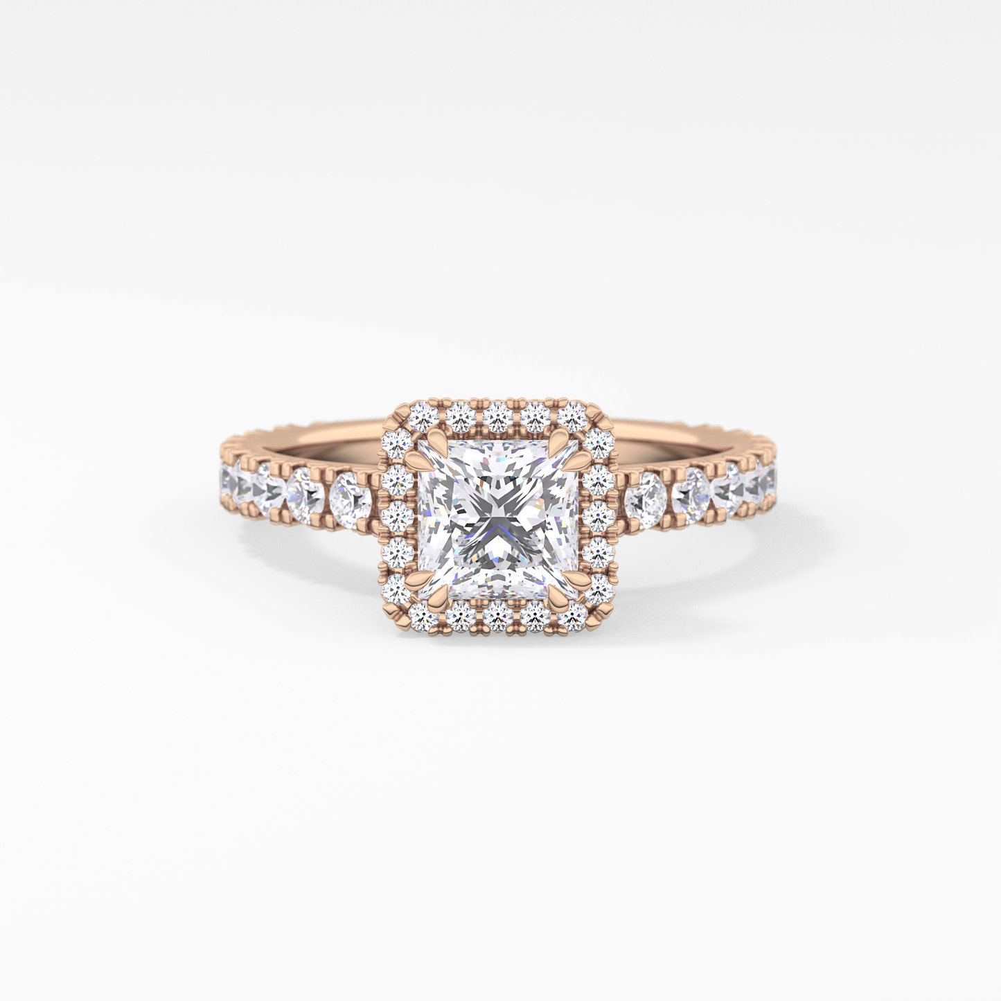 Princess Halo & Pave Lab Grown Diamond Engagement Ring