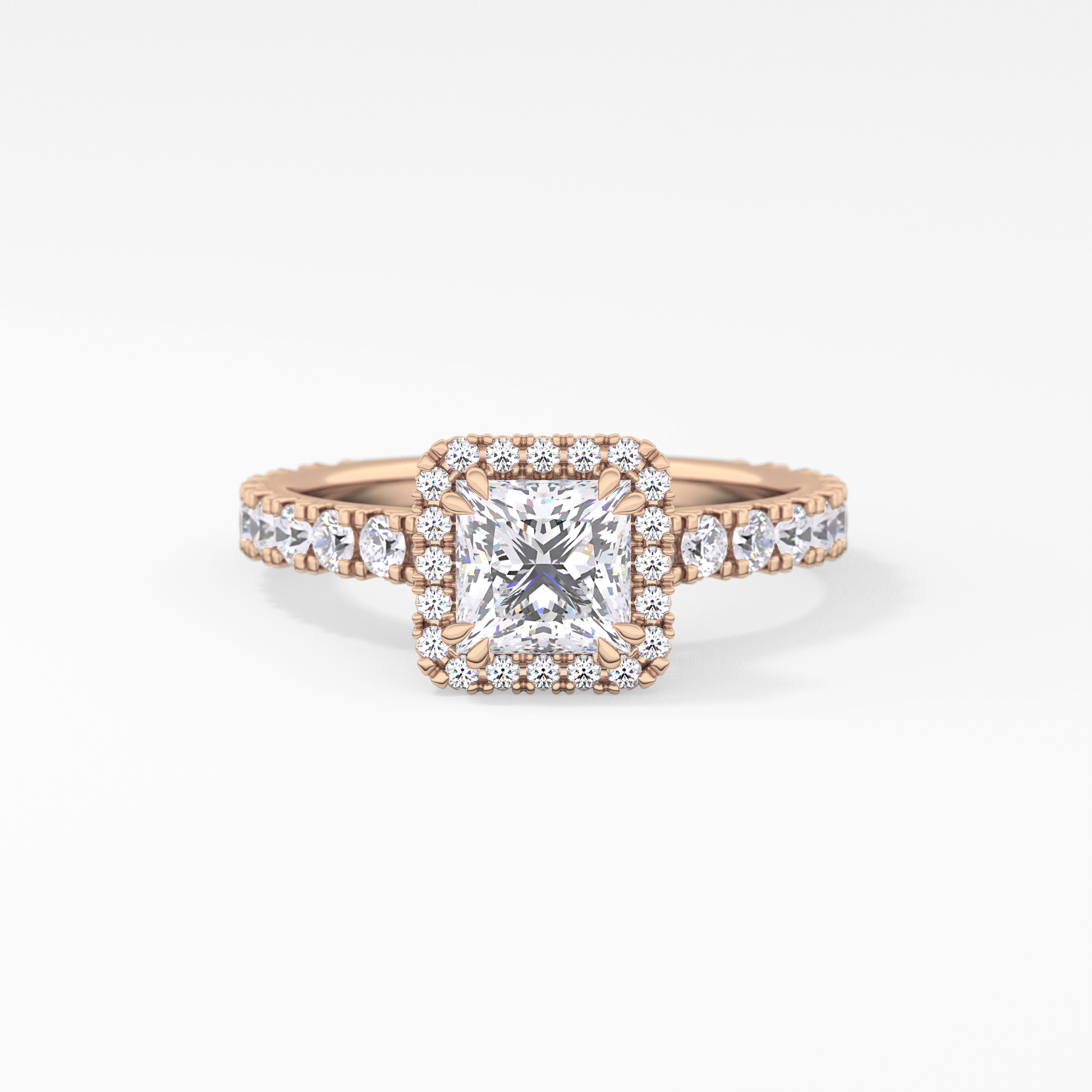 Princess Halo & Pave Lab Grown Diamond Engagement Ring